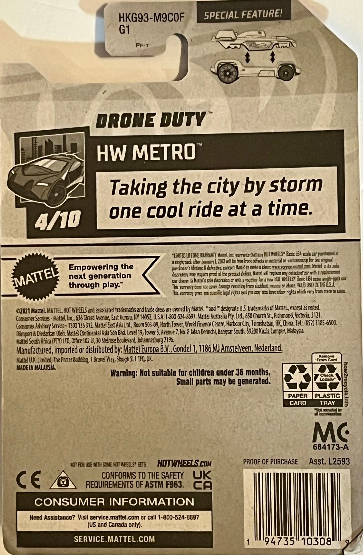 Hot Wheels Drone Duty Green 102/250 HW METRO 4/10