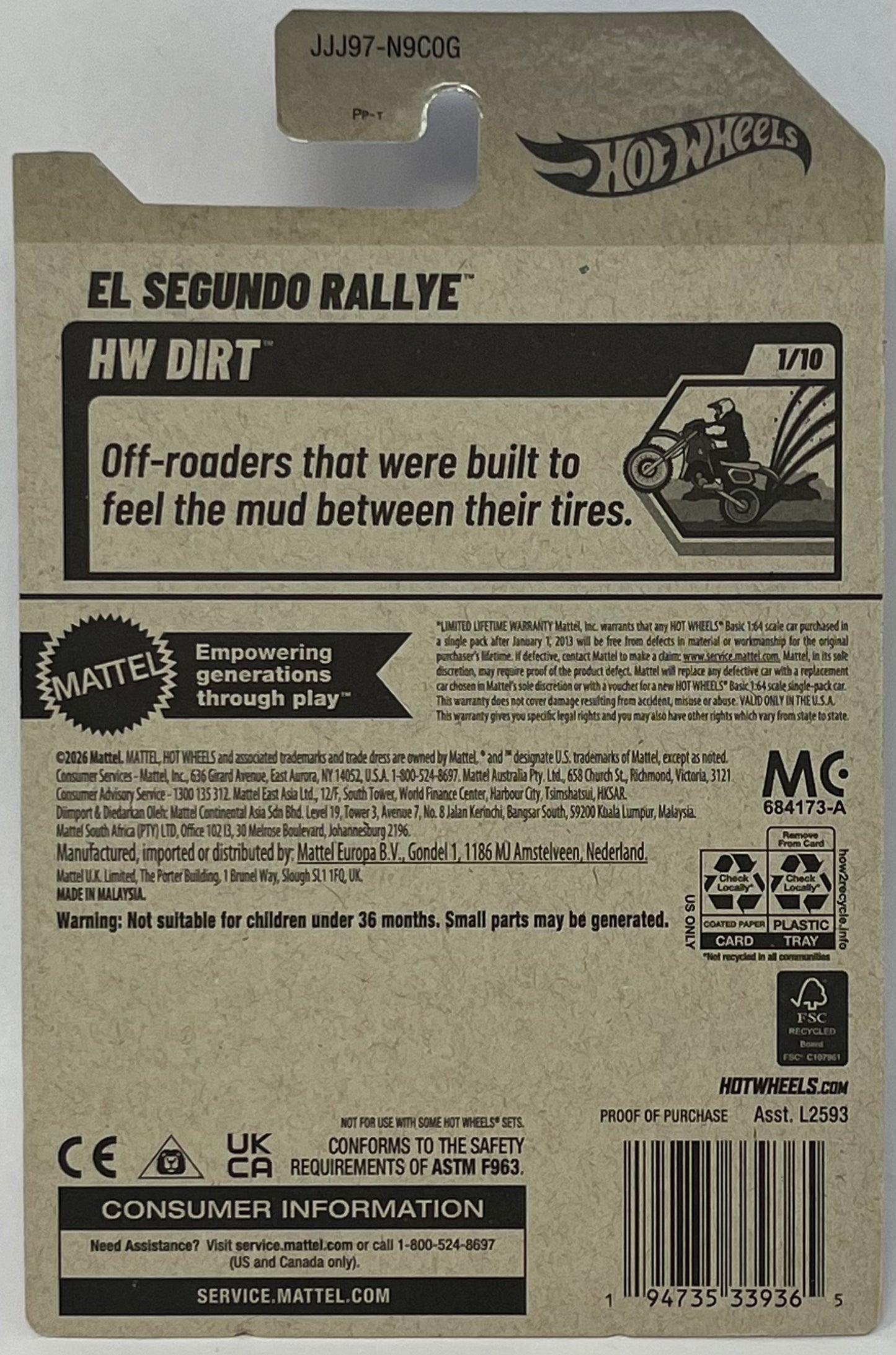 Hot Wheels El Segundo Rallye Black/ Red 145/250 HW Dirt 1/10