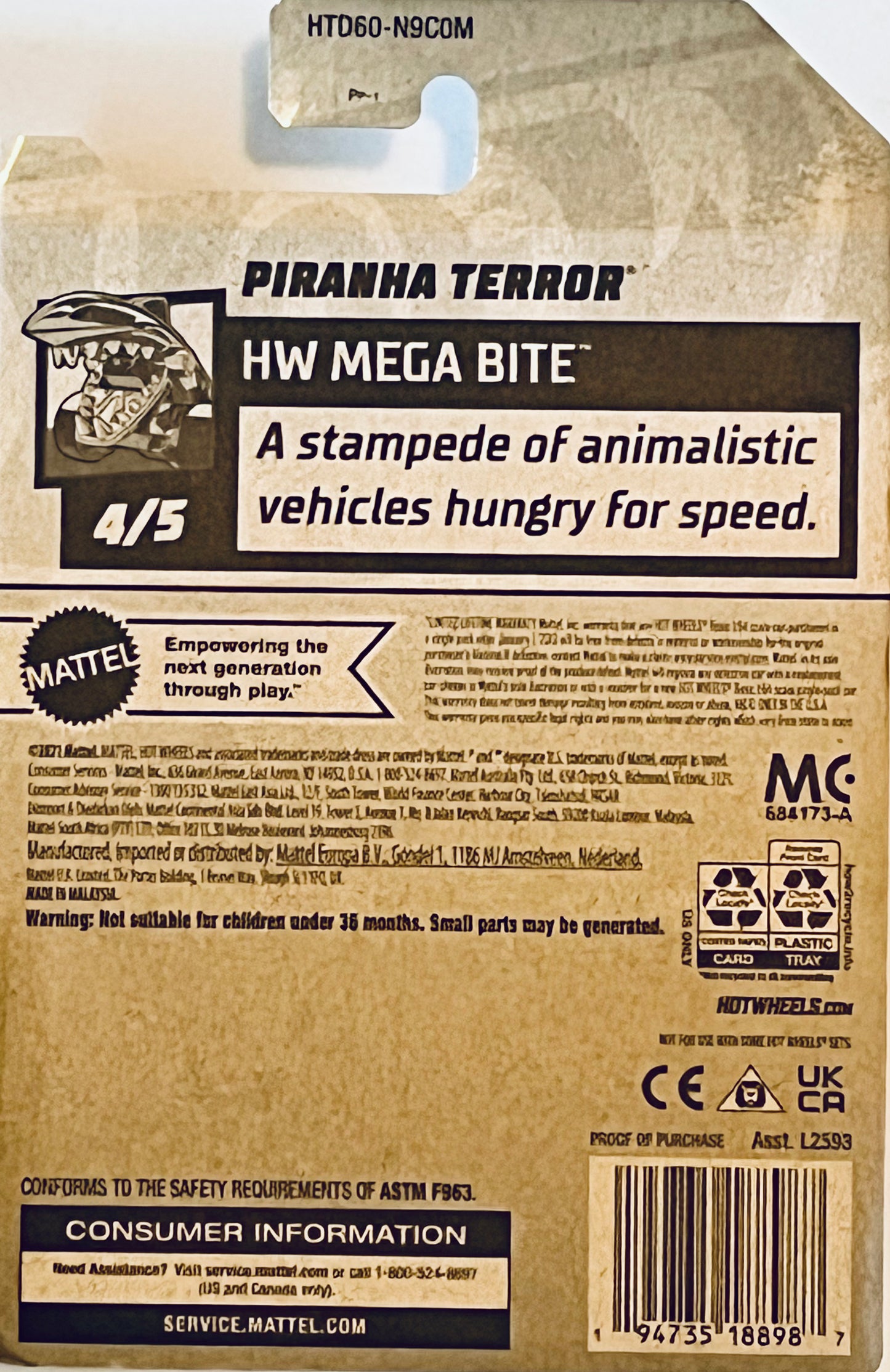 Hot Wheels Piranha Terror Pink 87/250 HW Mega Bite 4/5