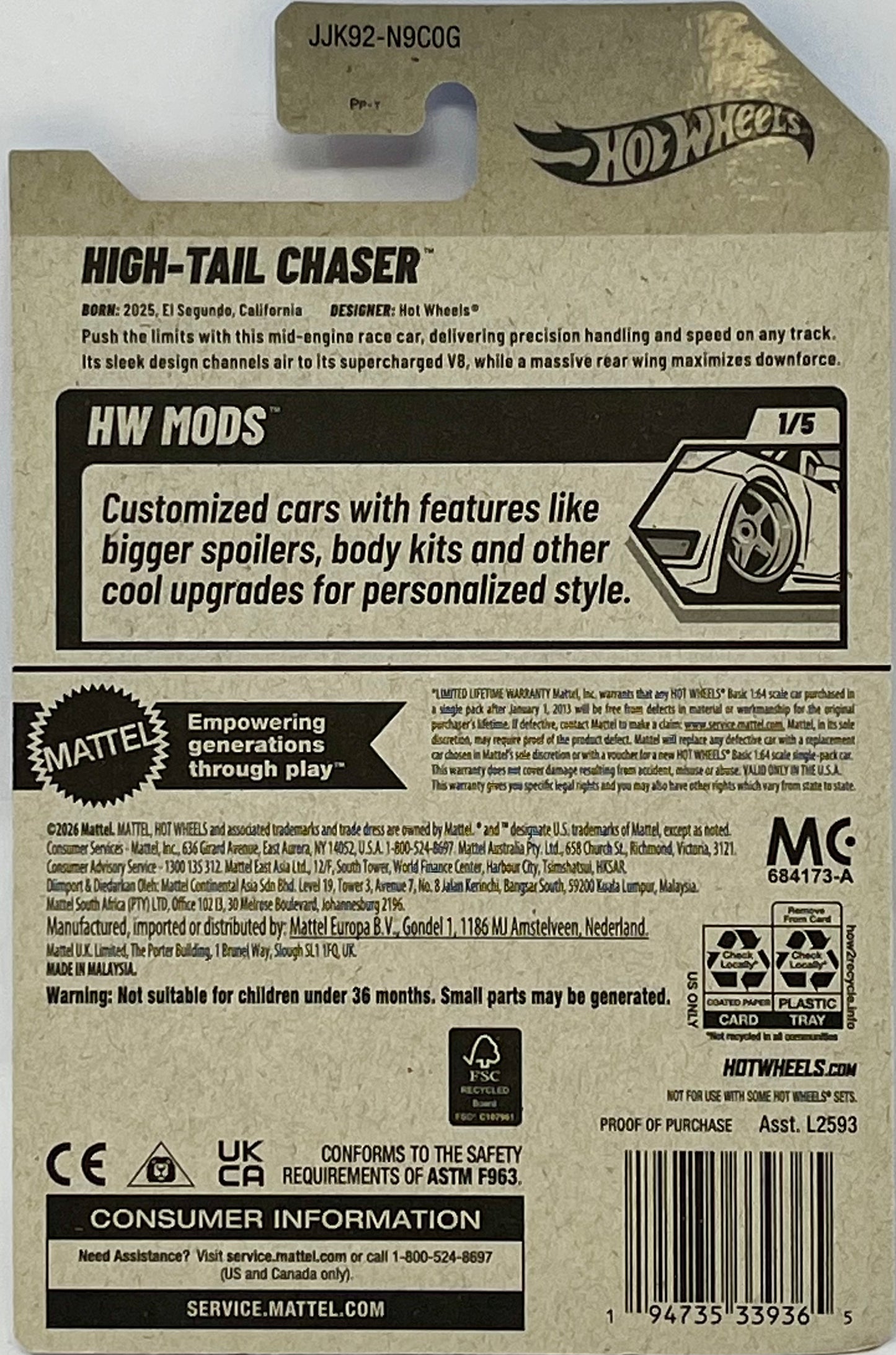 Hot Wheels High-Tail Chaser Gray / Blue 47/250 HW Mods 1/5