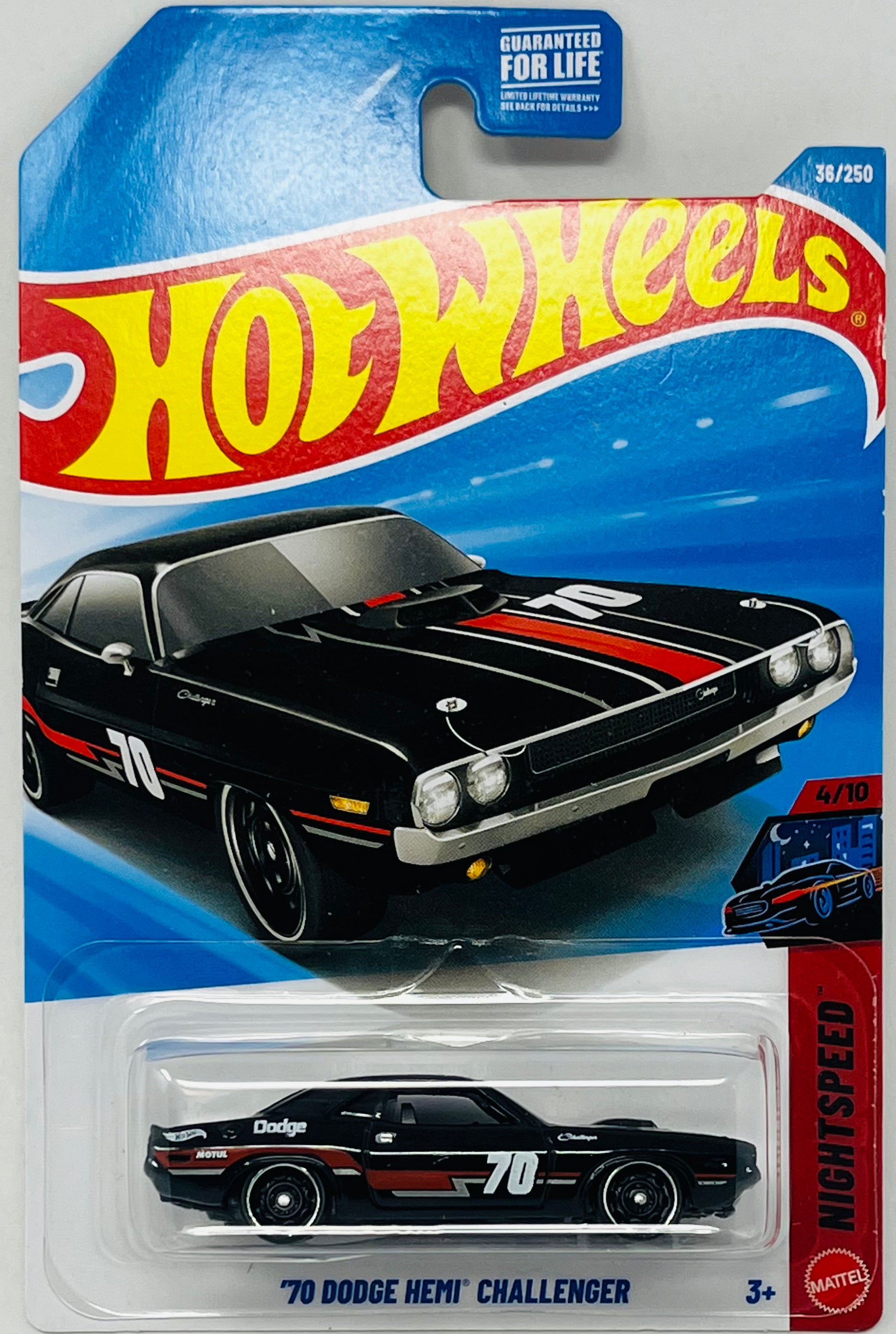 Hot Wheels '70 Dodge Hemi Challenger Black 38/250 Night Speed 4/10