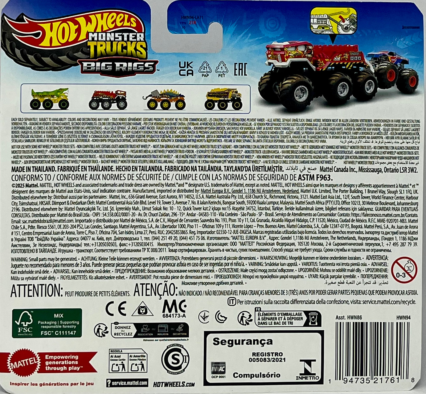 Hot Wheels Monster Trucks Big Rigs HW 5 Alarm