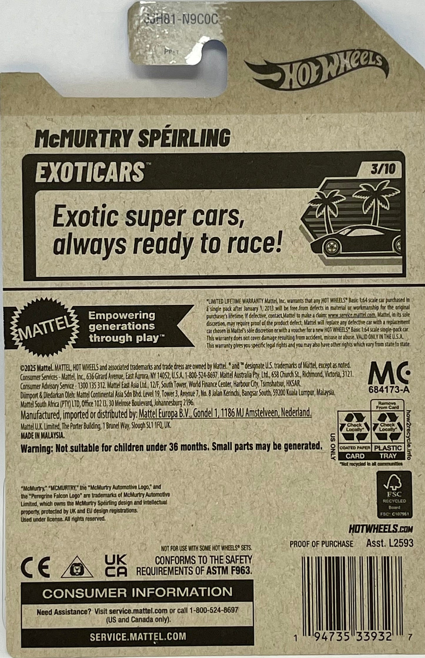 Hot Wheels McMurtry Speirling Blue 25/250 Peak Pursuit 3/10