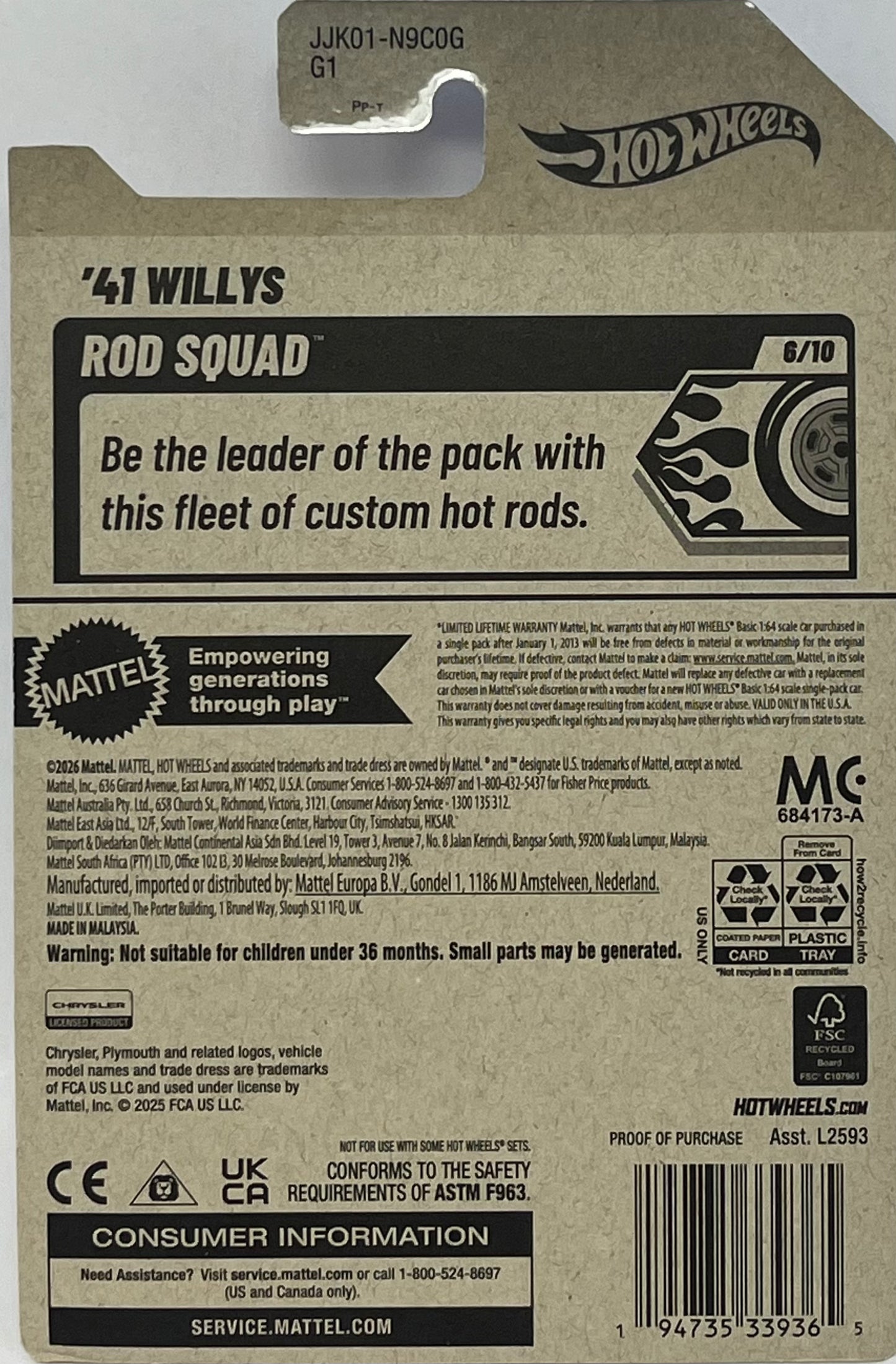 Hot Wheels '41 Willys (El Segundo Scorcher) 153/250 Rod Squad 6/10