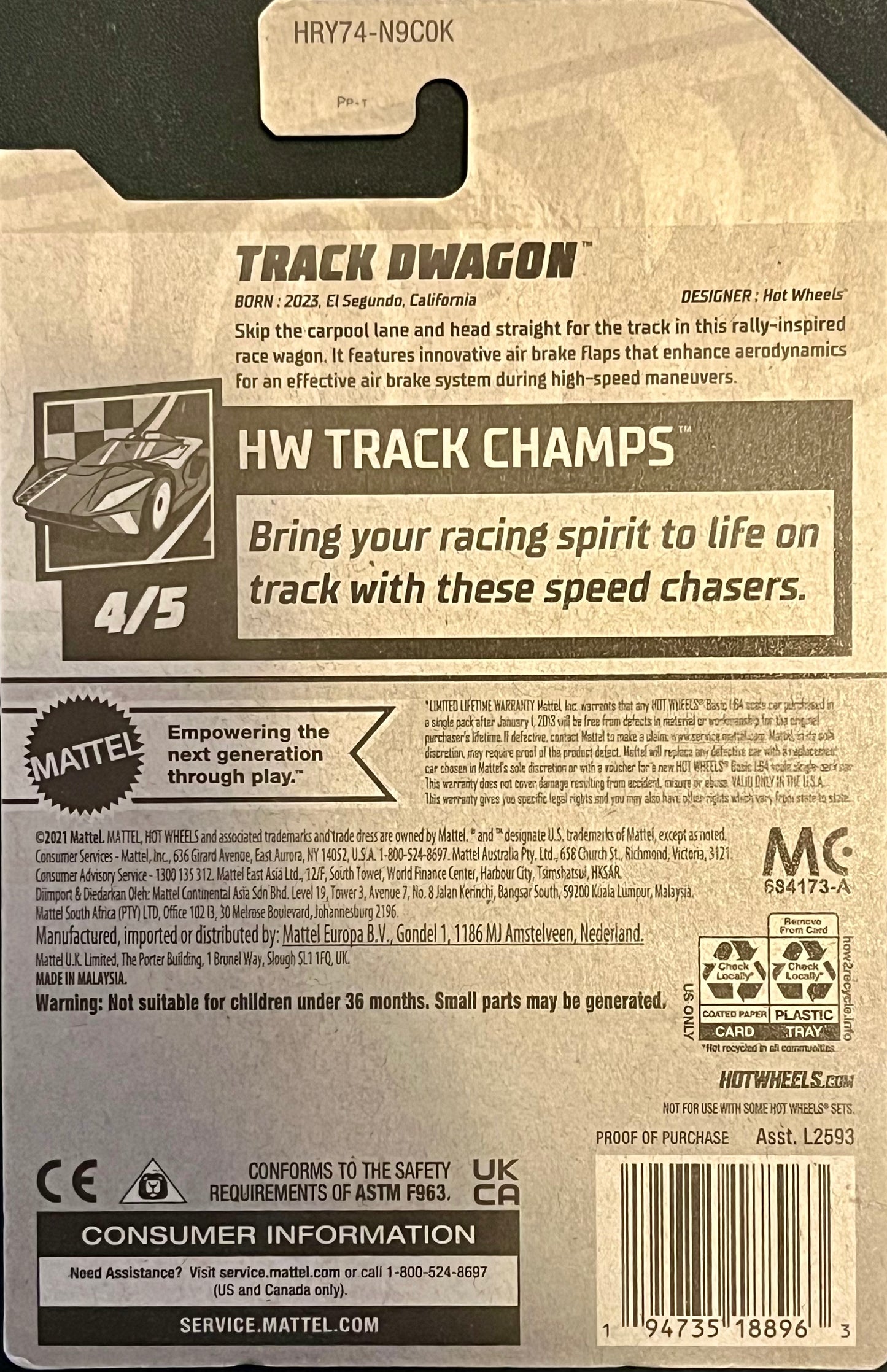Hot Wheels Let’s Race Track Dwagon Gray 189/250 HW Track Champs 4/5