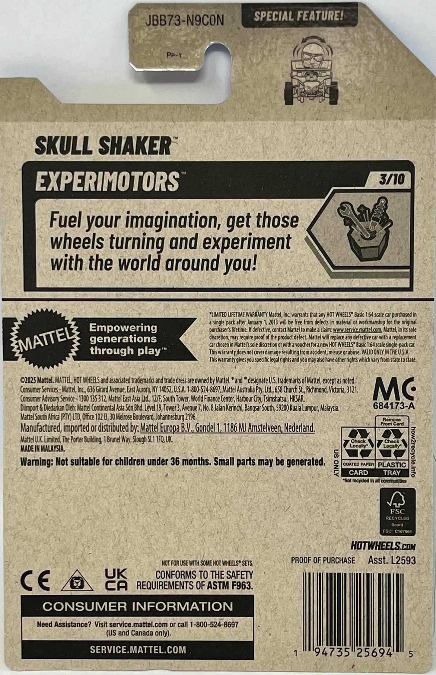 Hot Wheels Skull Shaker White 118/250 Experimotors 3/10 Special Feature