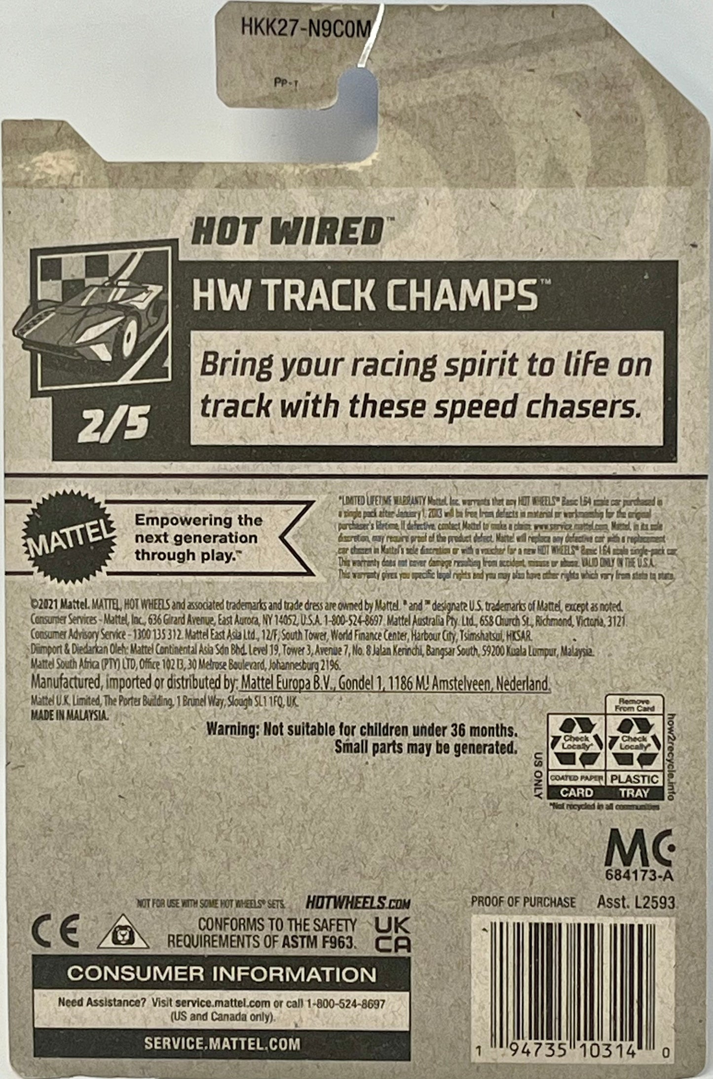 Hot Wheels Hot Wired Yellow HW Track Champs “Best For Track”