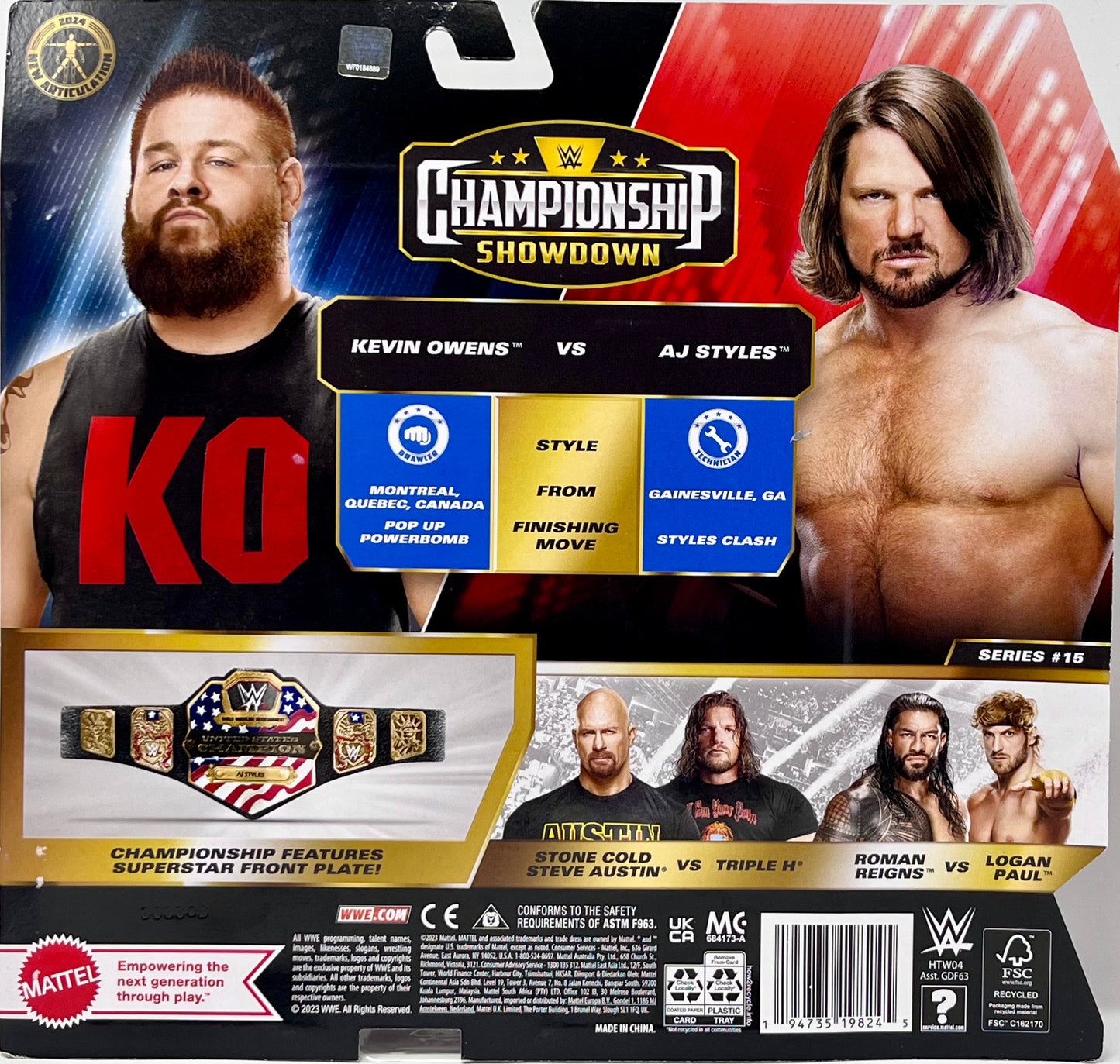 WWE AJ Styles vs. Kevin Owens Championship Showdown Series #15