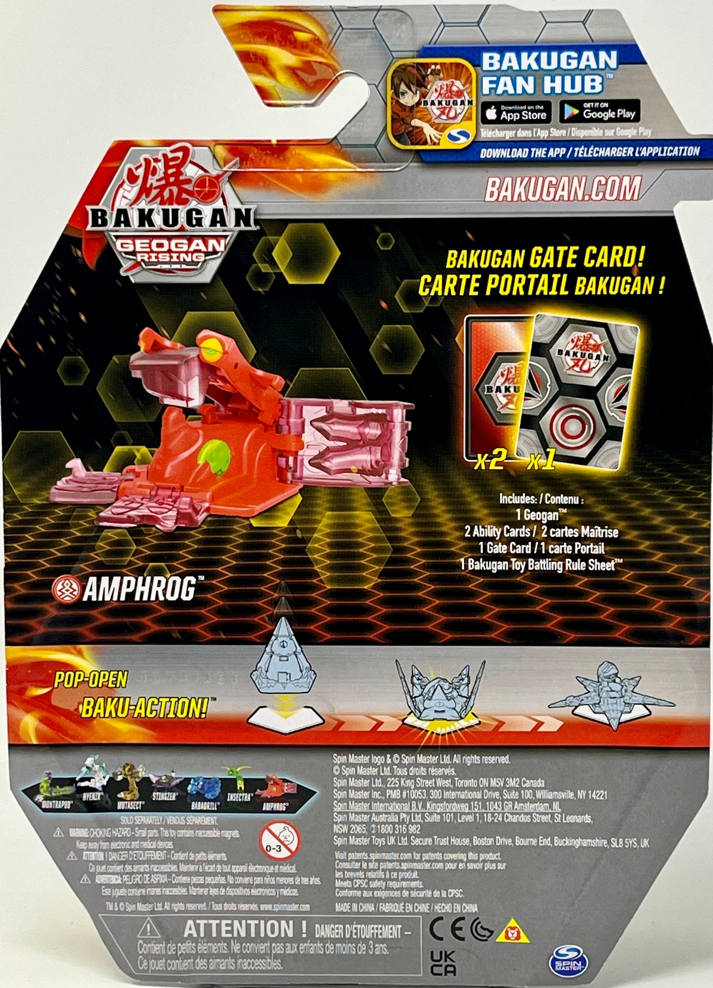 Bakugan Geogan Rising Amphrog Geogan 2 Ability and 1 Gate Card