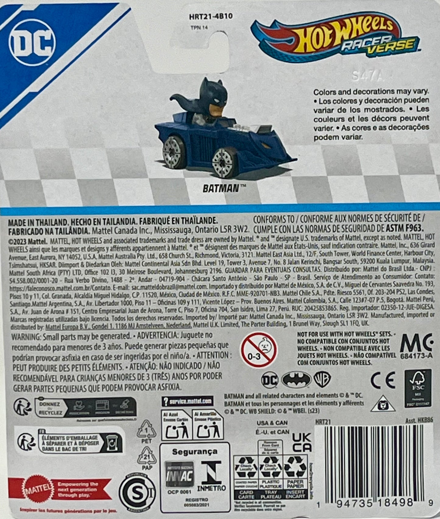 2024 Hot Wheels Racer Verse DC Batman And Batmobile