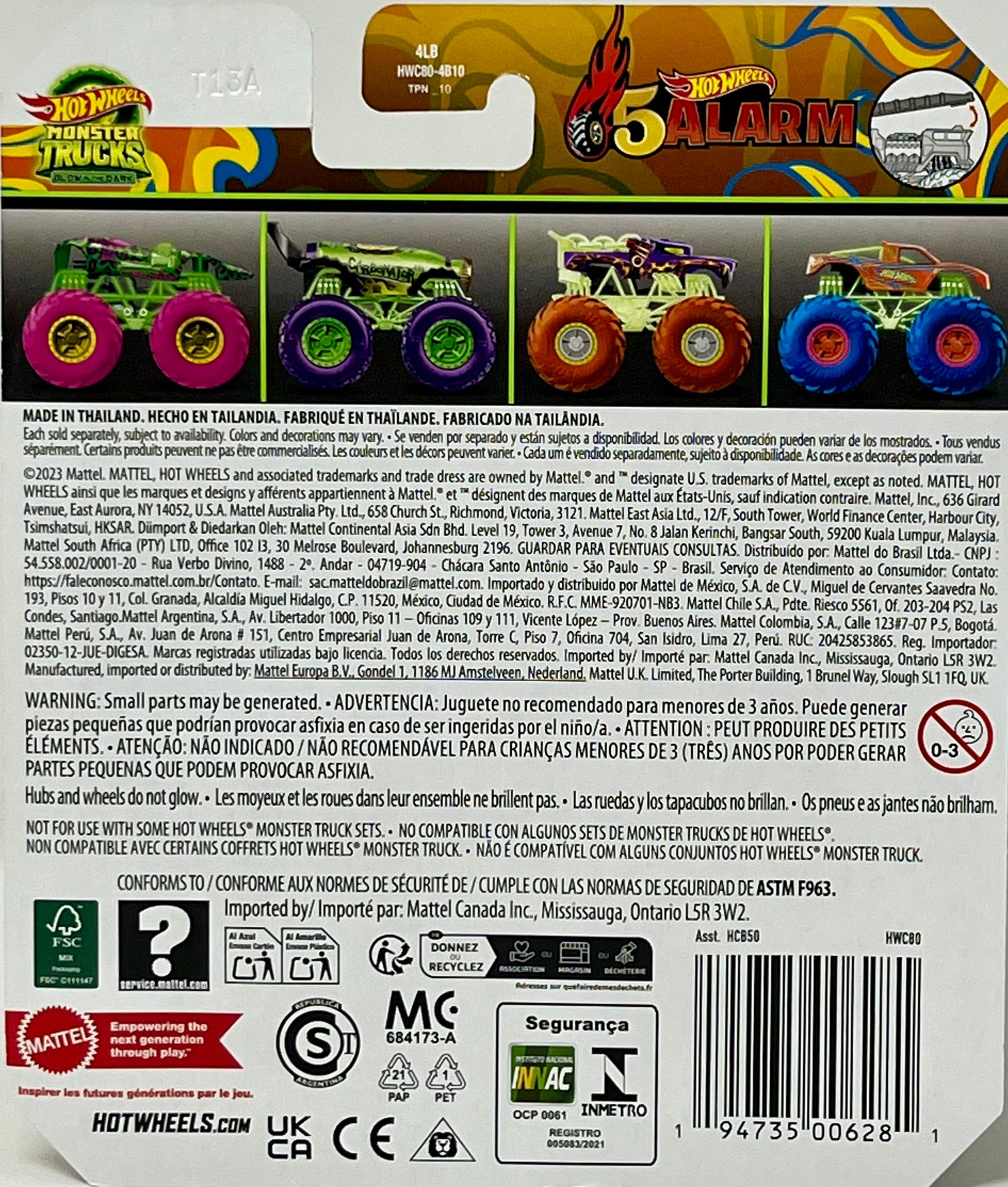 Hot Wheels Monster Trucks Glow In The Dark 5 Alarm