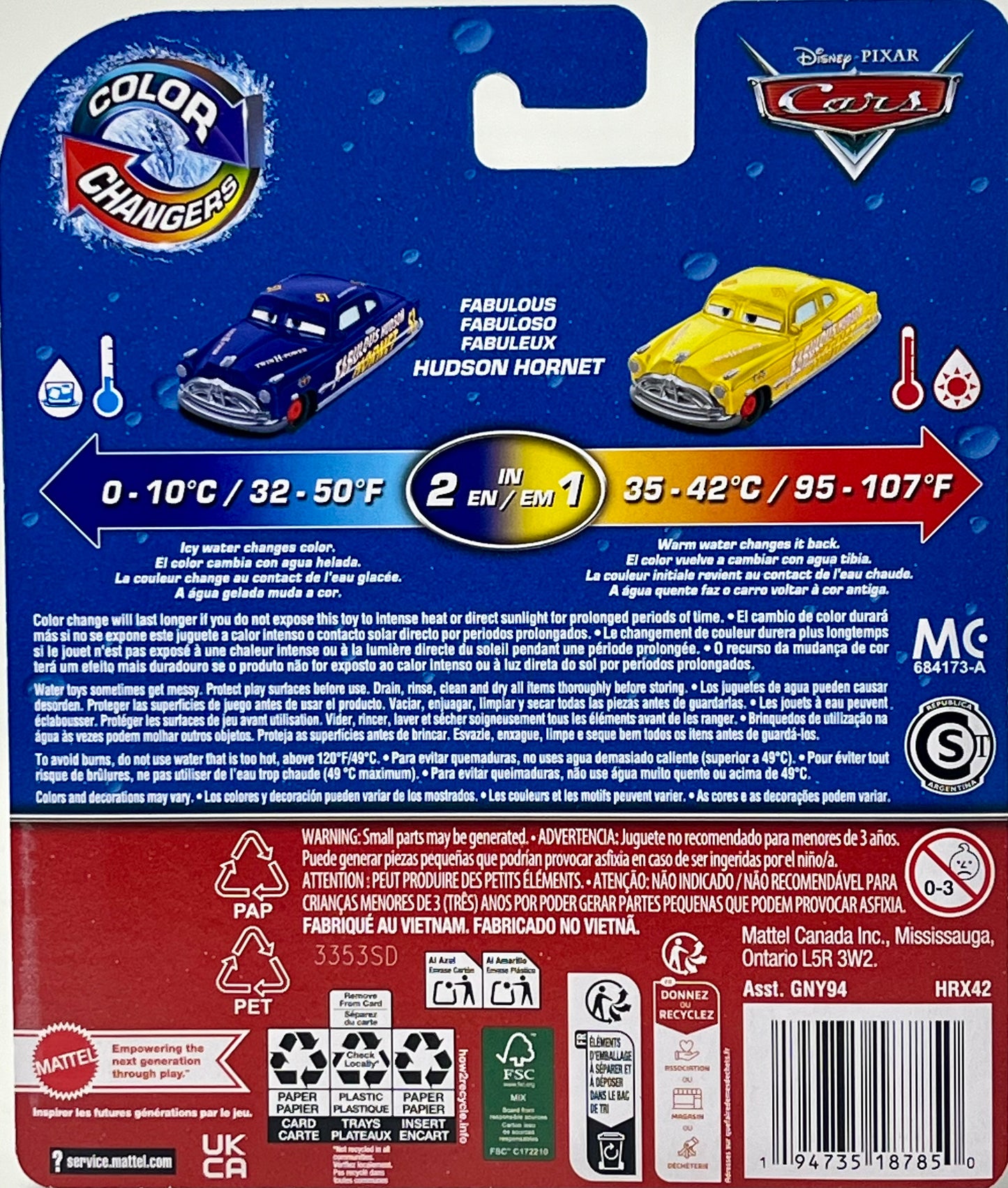 Disney Pixar Cars Fabulous Hudson Hornet Color Changers