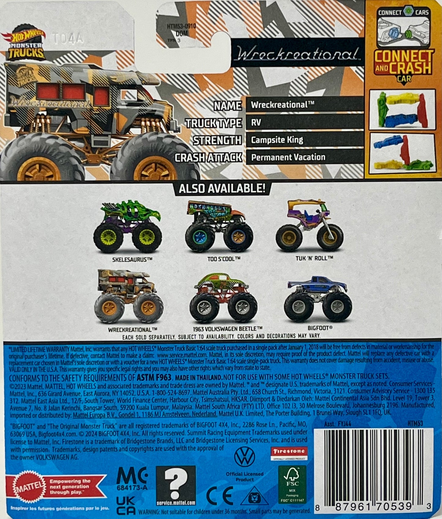 Hot Wheels Monster Truck WRECKREATIONAL 1:64 Camo Crashers 4/4