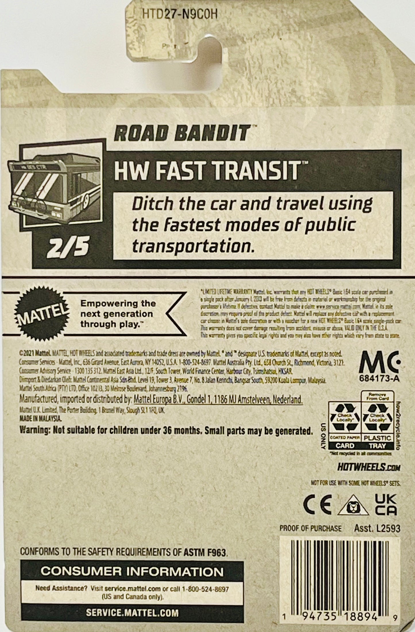 Hot Wheels Green Road Bandit 30/250 HW Fast Transit 2/5