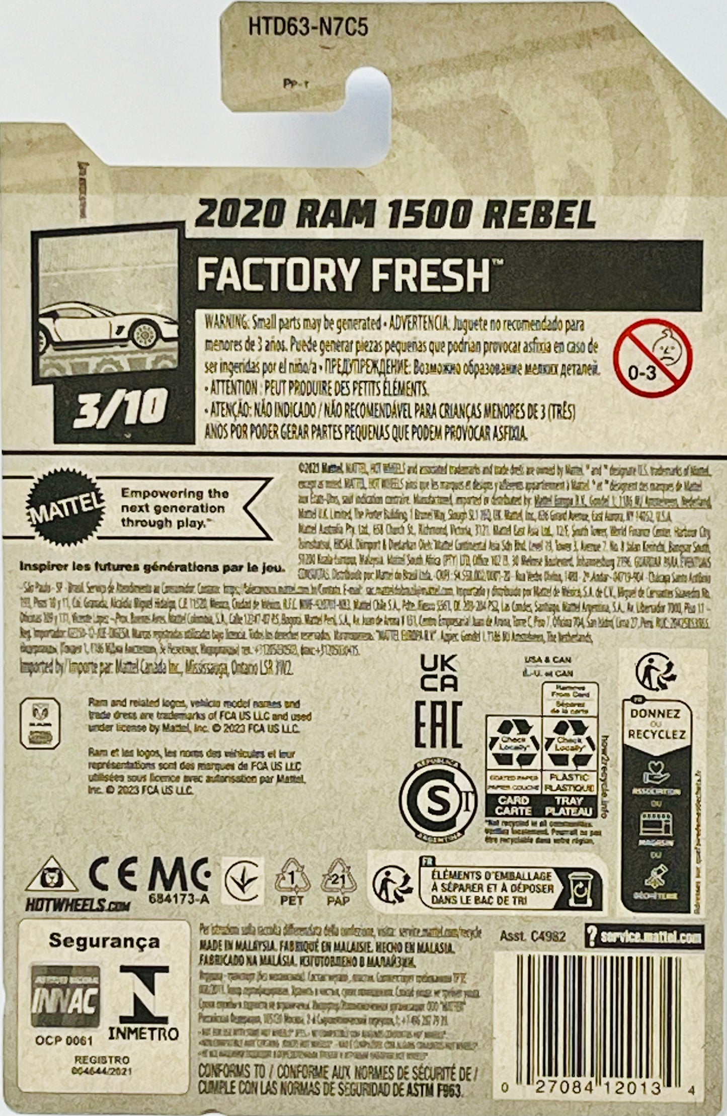 Hot Wheels Dodge Ram 1500 Rebel Black 24/250 HW Factory Fresh 3/10