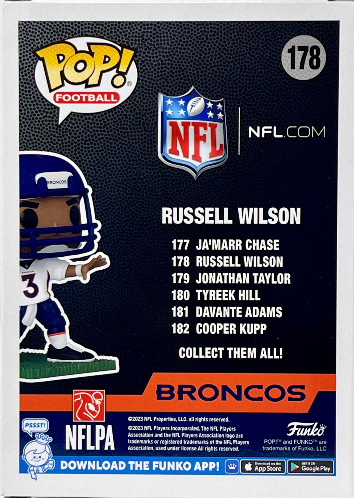 Funko Pop NFL Denver Broncos Russell Wilson PopShield W/Protector NFL Certified