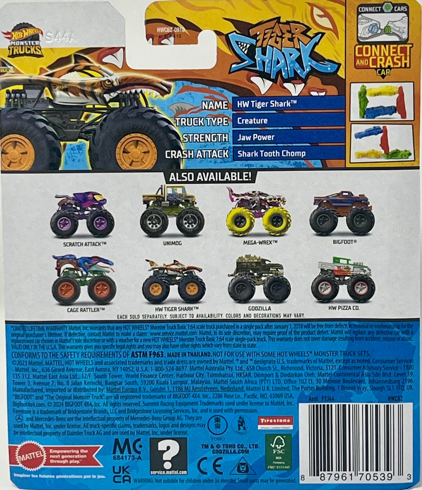 Hot Wheels Monster Trucks Tiger Shark 1/64 Scale 4/8 Monster Trucks Live