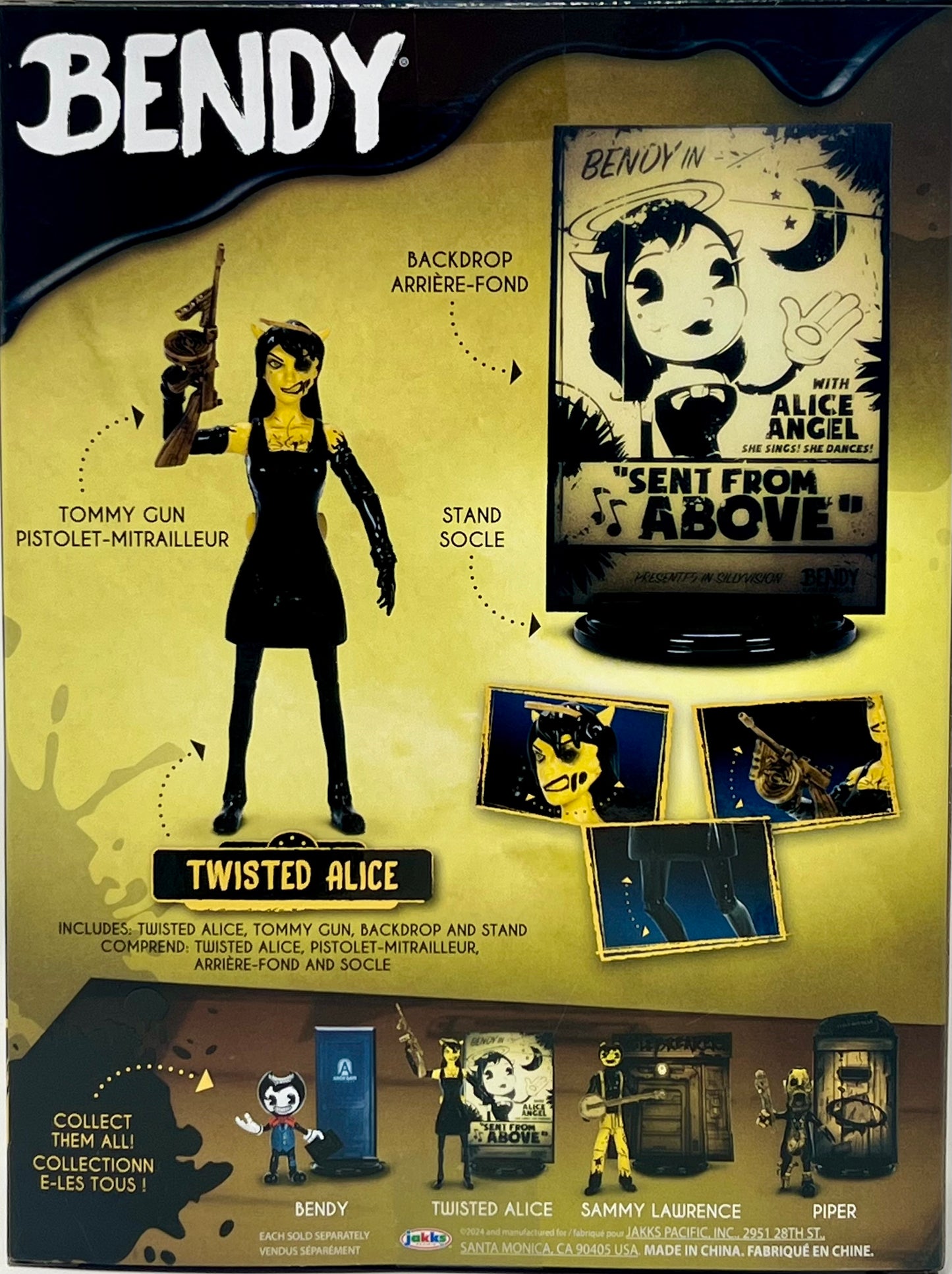 Bendy And The Ink Machine TWISTED ALICE 5” Figure With Tommy Gun Jakks Pacific