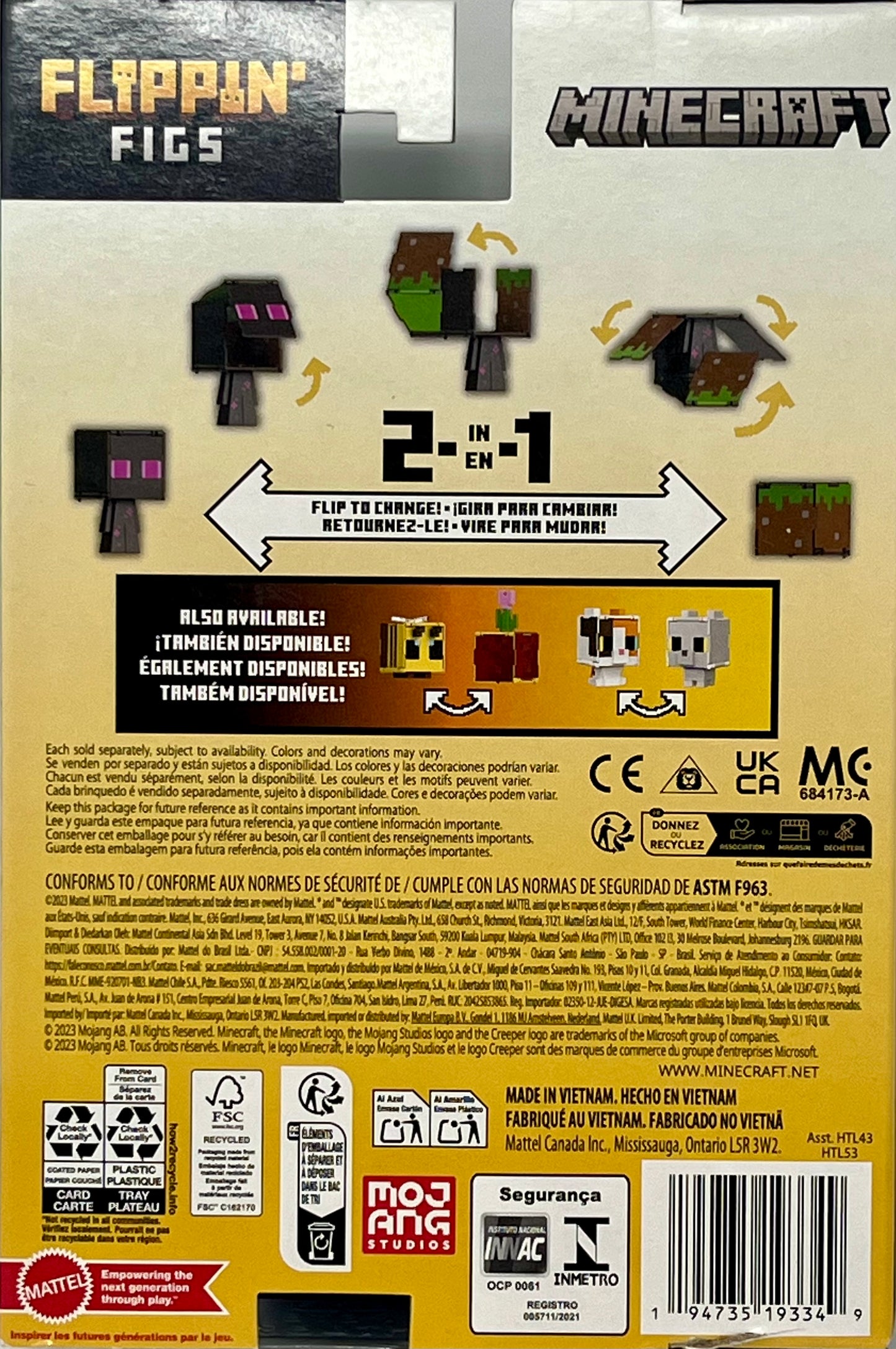 Minecraft Flippin Figs Enderman & Grass Block Action Figure
