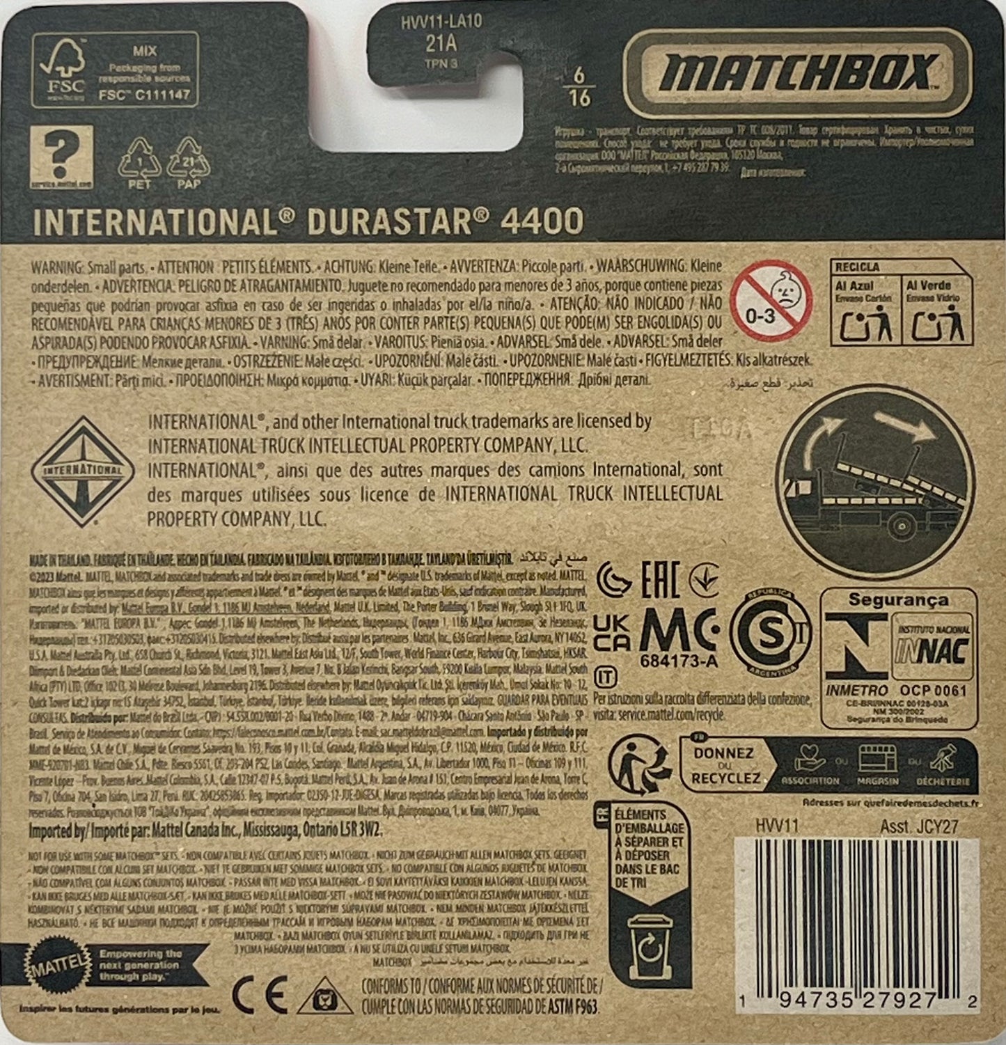 Matchbox Working Rigs International Durastar 4400 Tow Truck White 6/16