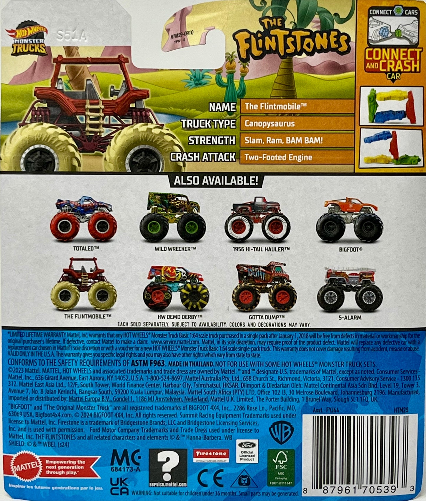 Hot Wheels Monster Trucks The Flintstones Die-Cast Vehicle 1:64