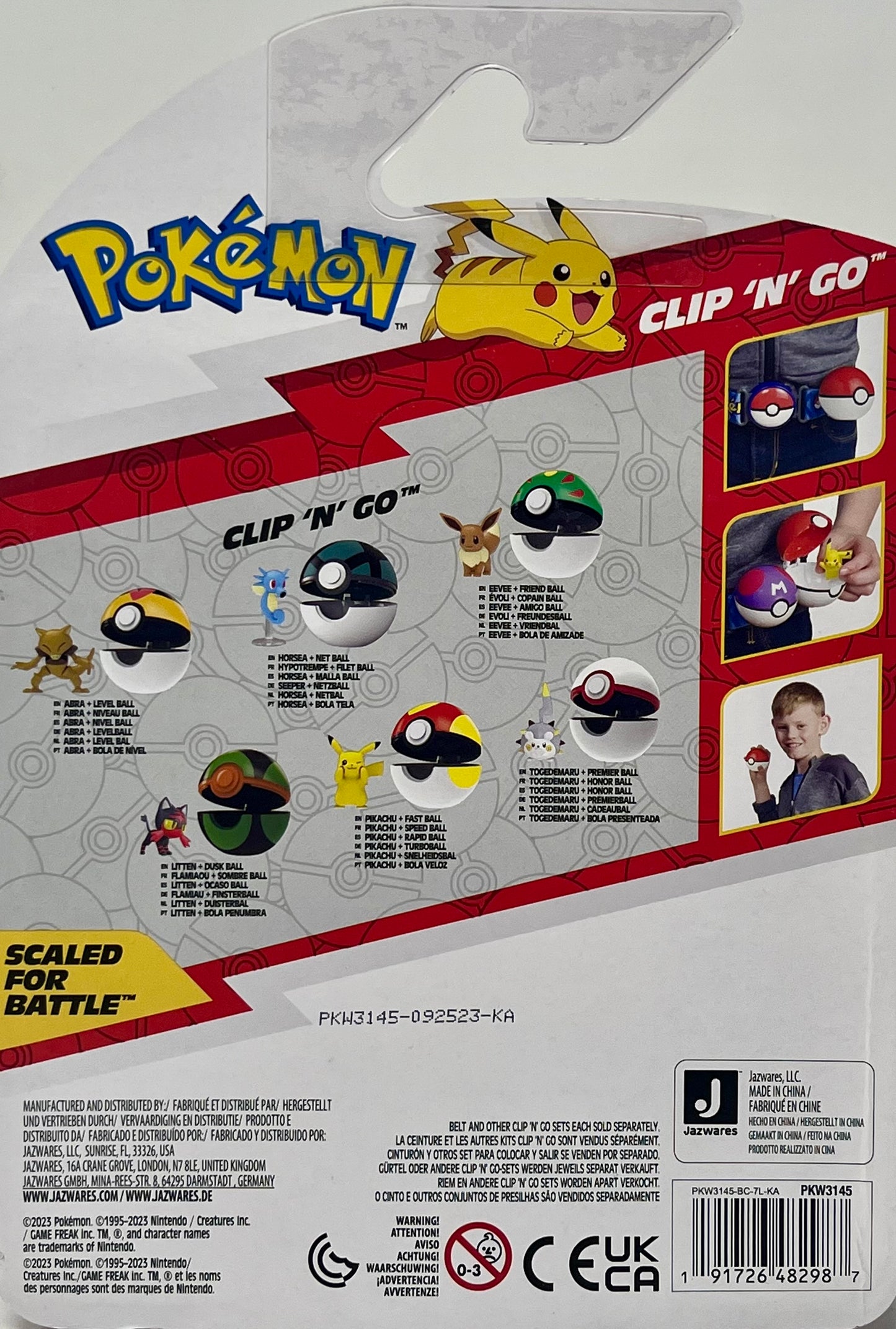 Pokemon Clip 'N' Go Horsea includes 2” Battle Figure and Net Ball