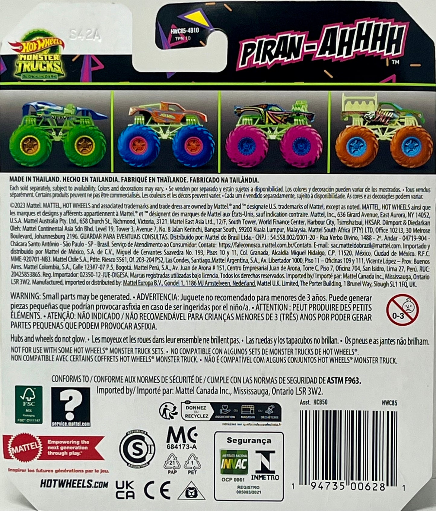 Hot Wheels Monster Trucks Piran-ahhhh Glow In The Dark