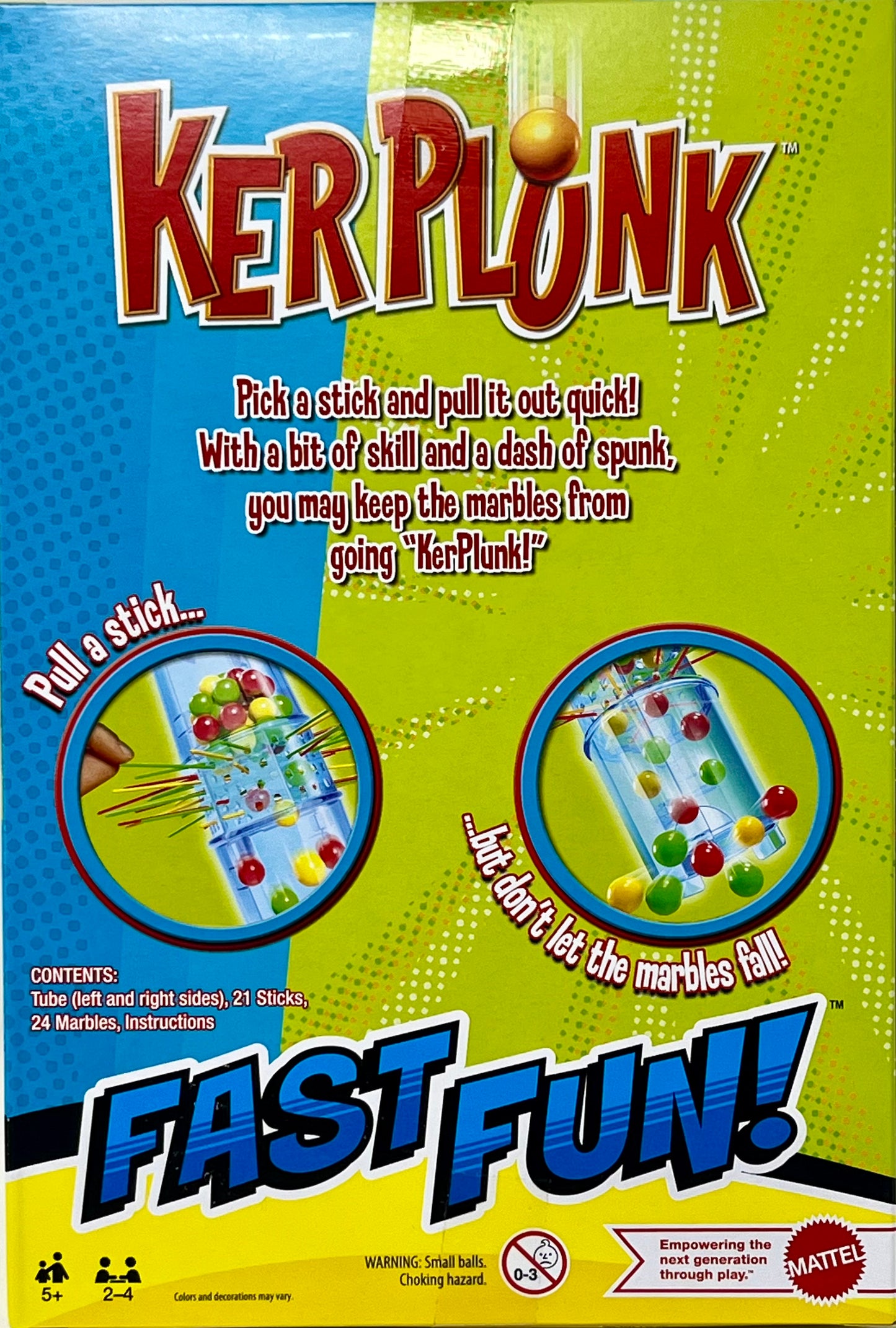 KerPlunk "Don't Let The Marbles Fall" Mattel Marble Travel Size Game Ages 5+