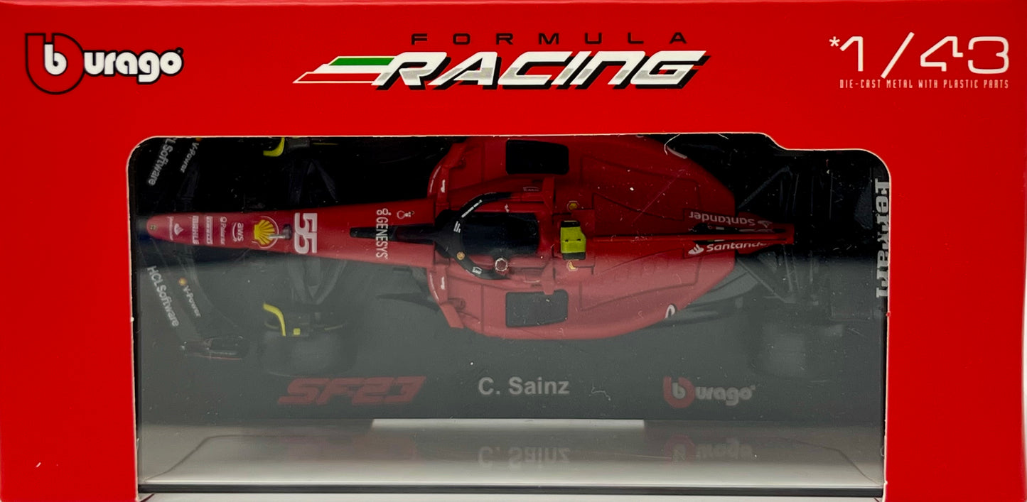 Bburago Formula Racing Ferrari SF-23 #55 Carlos Sainz 1/43 Scale