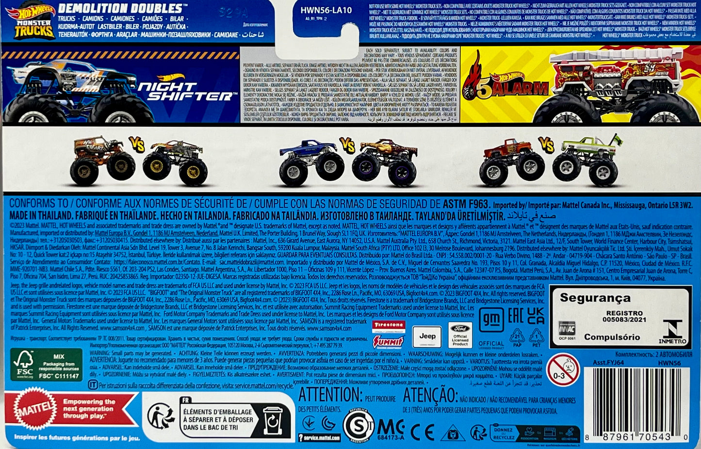 Hot Wheels Monster Trucks Night Shifter vs 5 Alarm