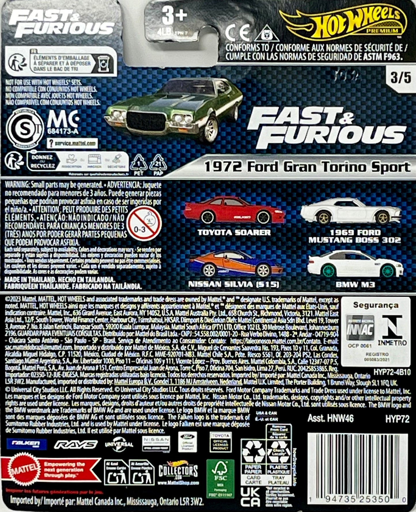 Hot Wheels Fast & Furious - '72 Ford Gran Torino Sport 1972 Grand 3/5