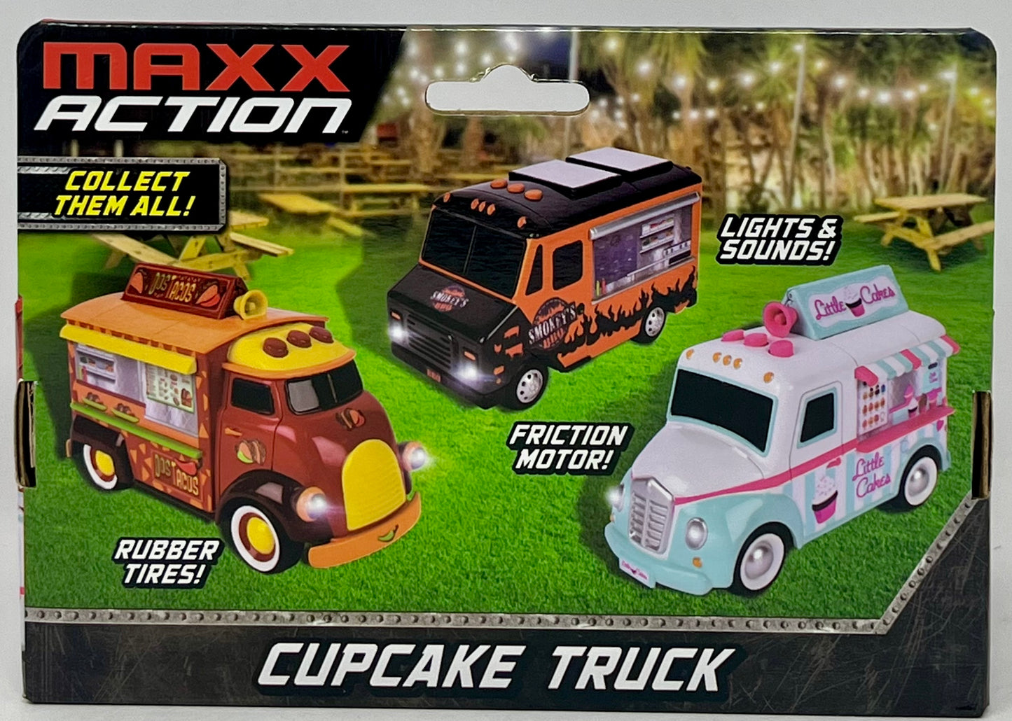 Maxx Action 5” Cup Cake Truck Friction Motor Rubber Tires Lights and Sound