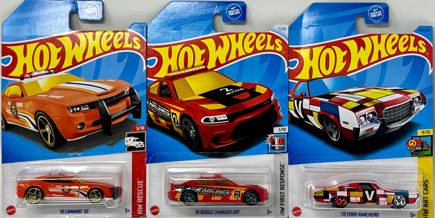 Hot Wheels Muscle Car Madness 5 Pack Random Diecast Bundle Set with Various Corvettes, Mustangs, Camaros, Chargers, GTO"s, Firebirds, Shelby, and More