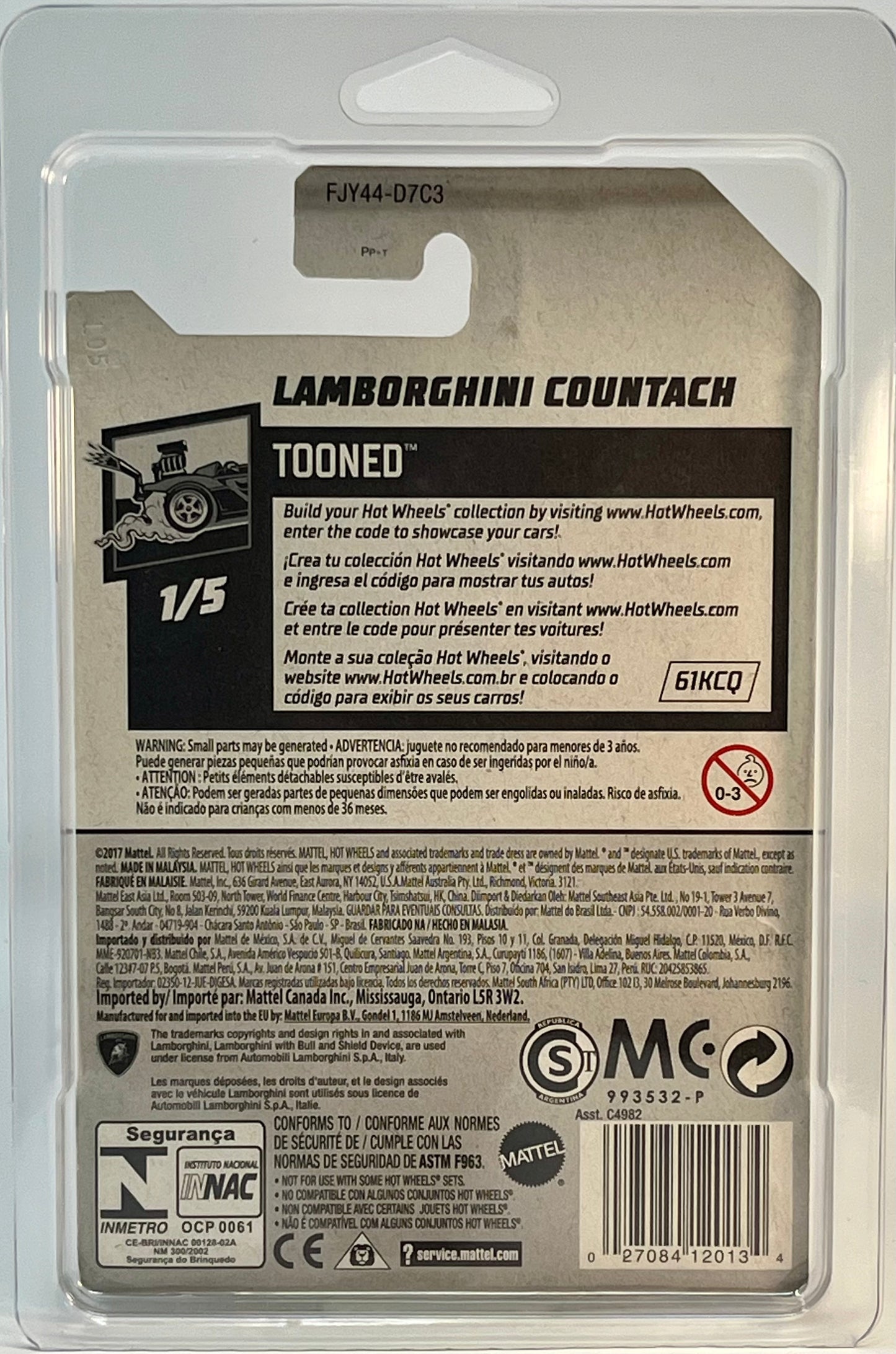 Hot Wheels Lamborghini Countach (Tooned) with Protector