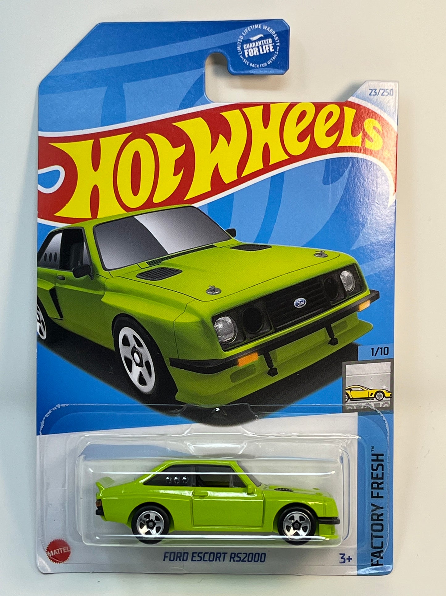Hot Wheels Ford Escort RS2000 (Neon Green) Retro Racers with Protector