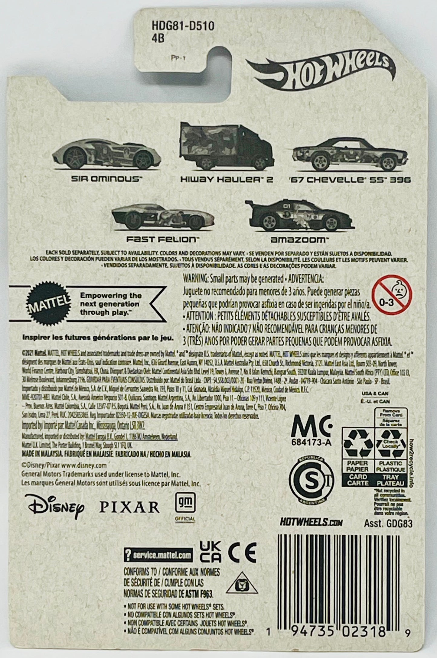 Hot Wheels Fast Felion Disney and Pixar’s Lightyear 3+Years