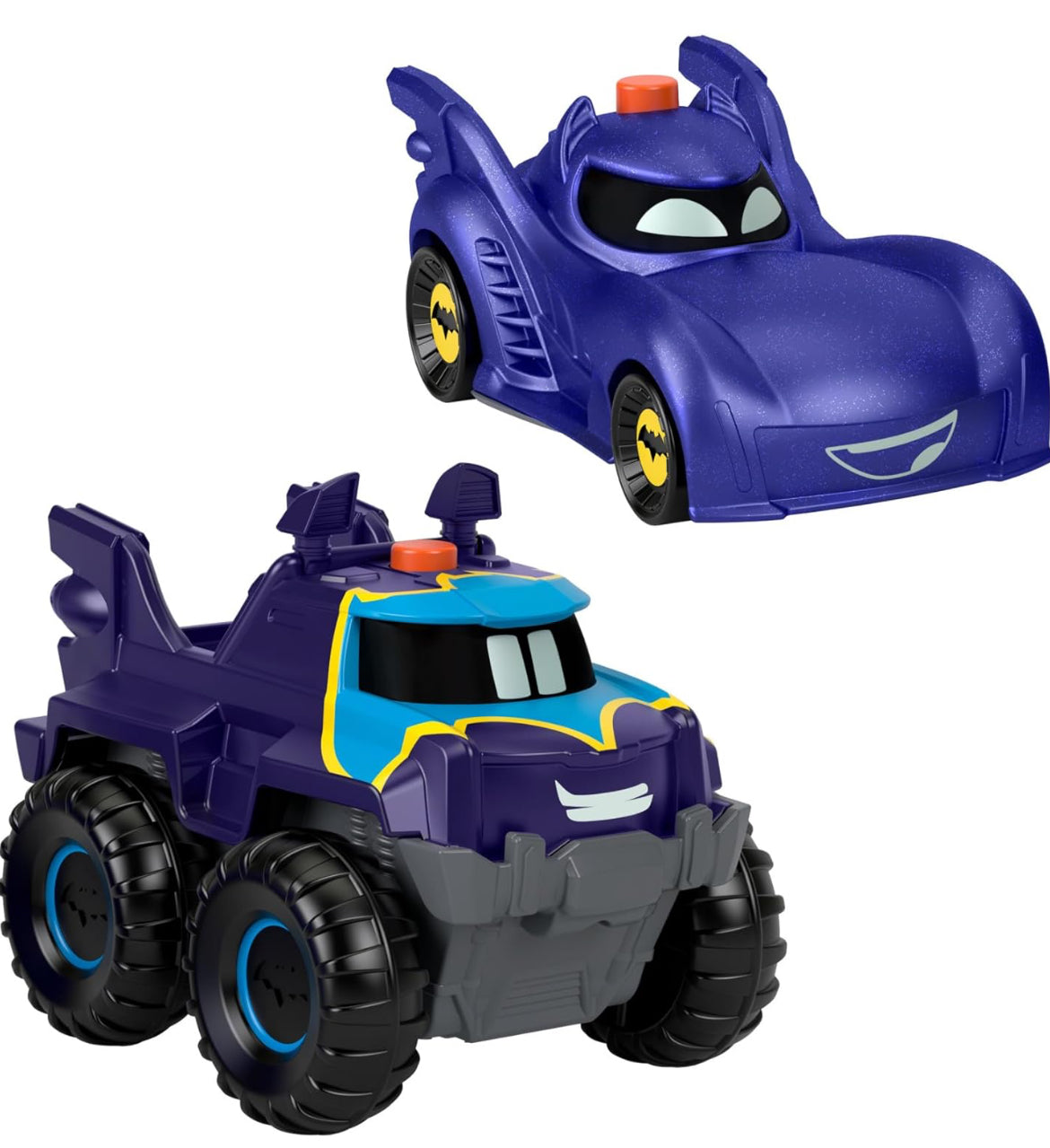 Fisher-Price DC Batwheels Light-Up 1:55 Scale Toy Cars 2-Pack, Bam The Batmobile and Buff, Preschool Pretend Play Ages 3+ Years