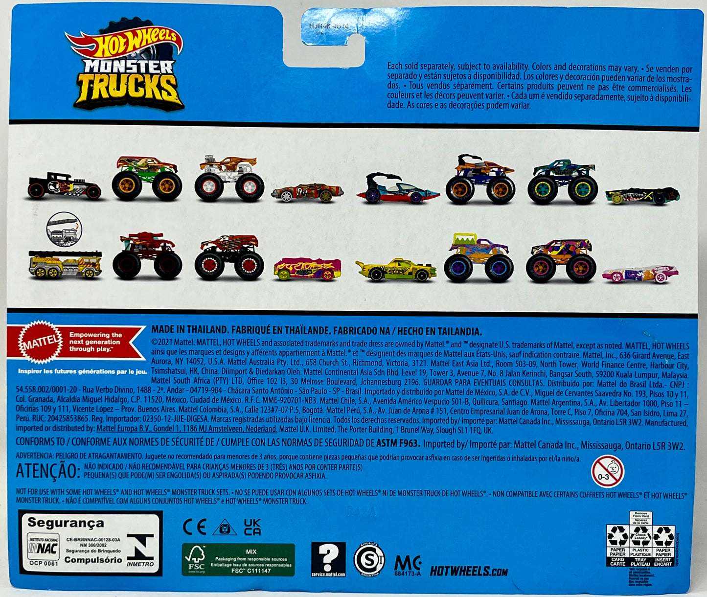 Hot Wheels Monster Trucks Scorpedo vs Nessie-Sary Giant Wheels New