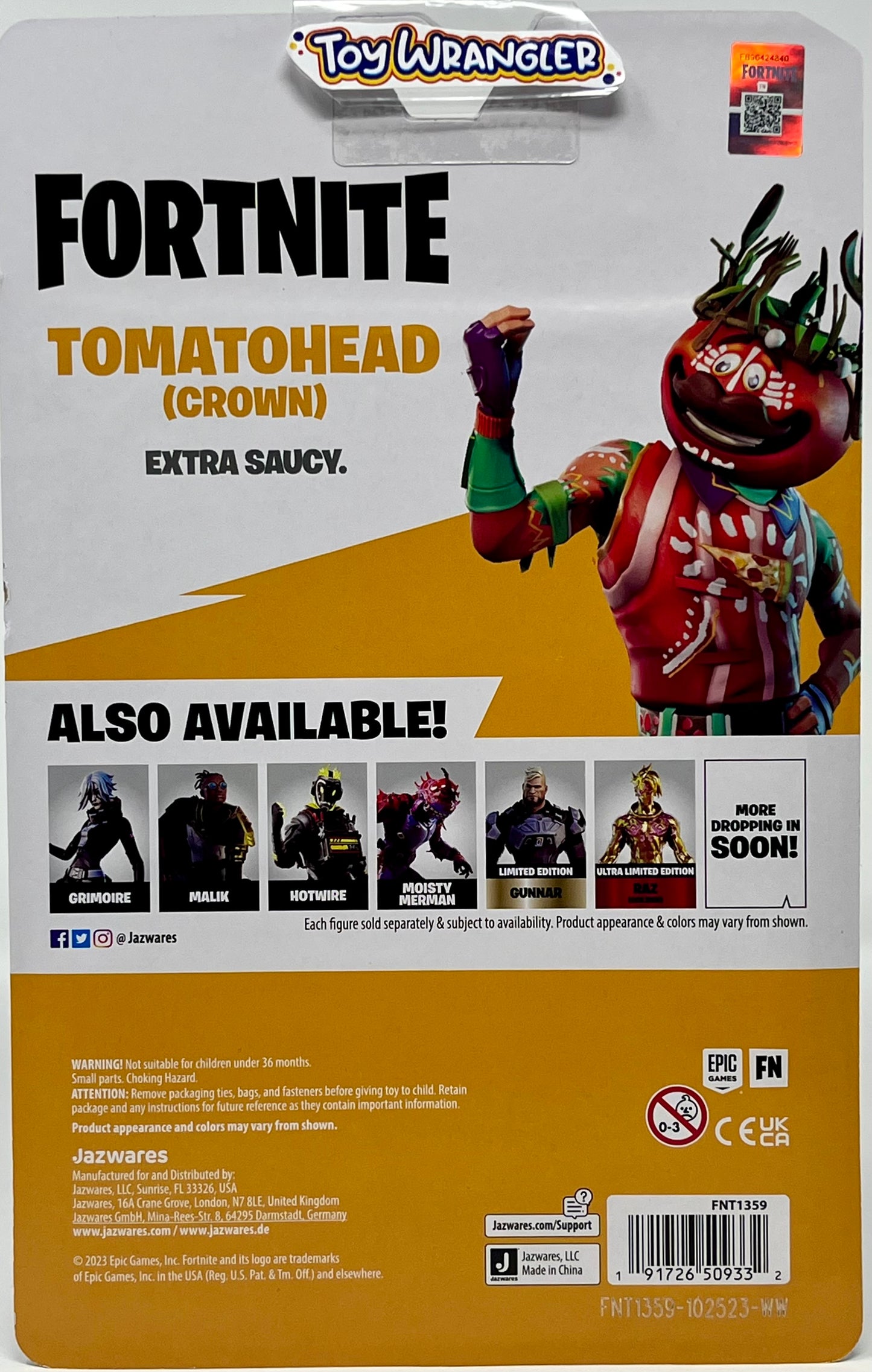 Fortnite Series 25 Tomatohead 4 Inch Figure w/ Manic Mosaic Wrap