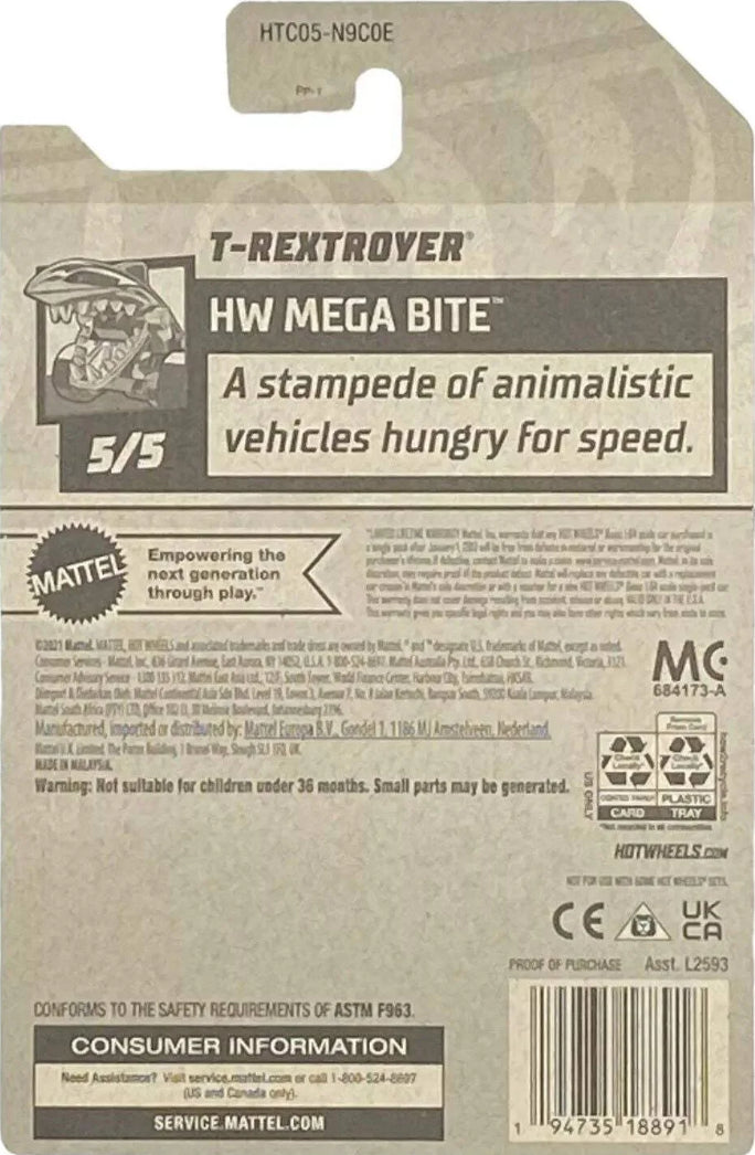 Hot Wheels HW Mega Bite T-Rextroyer Red Diecast Car