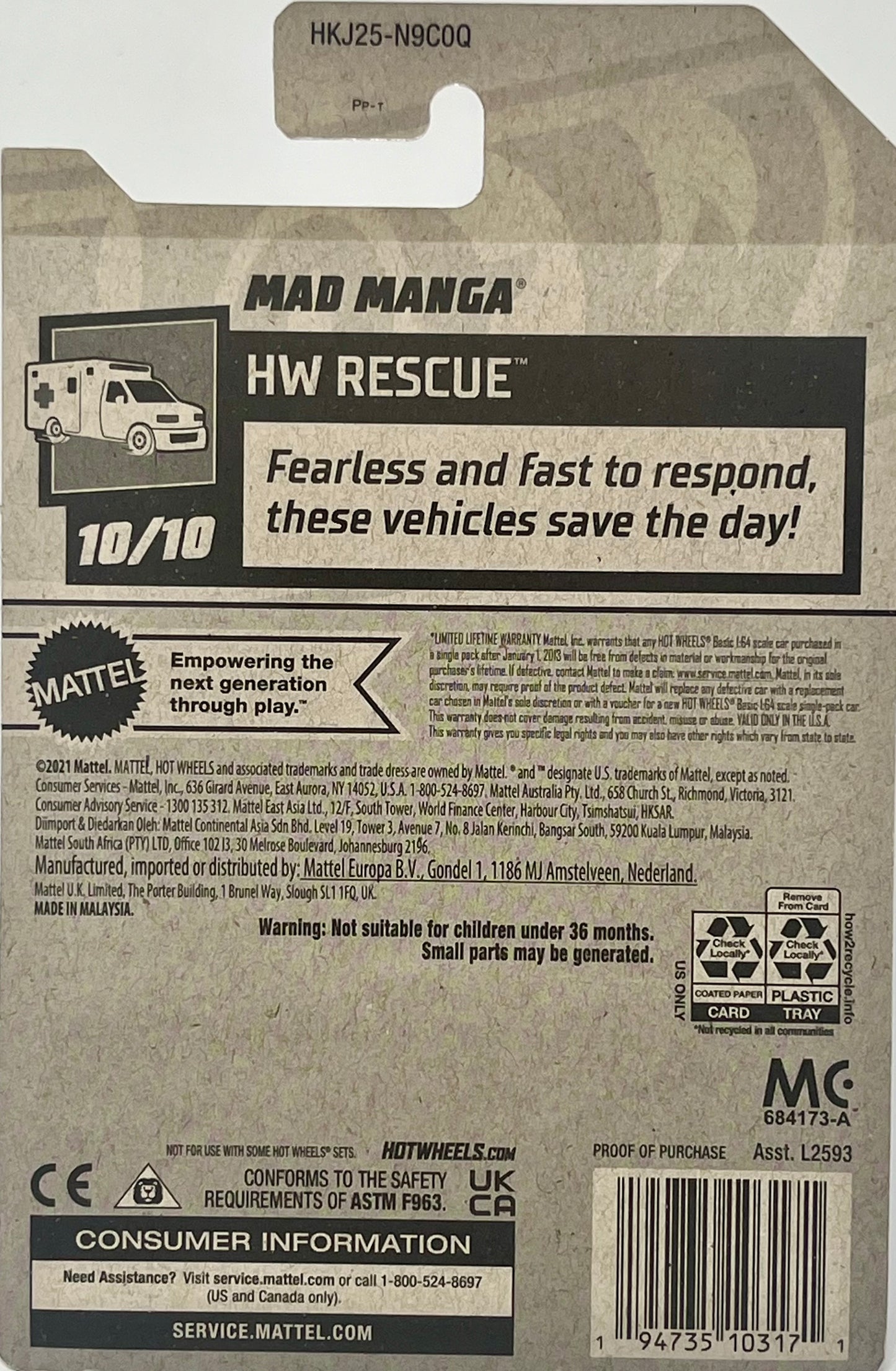 Hot Wheels Mad Manga Police Car Blk/Wht