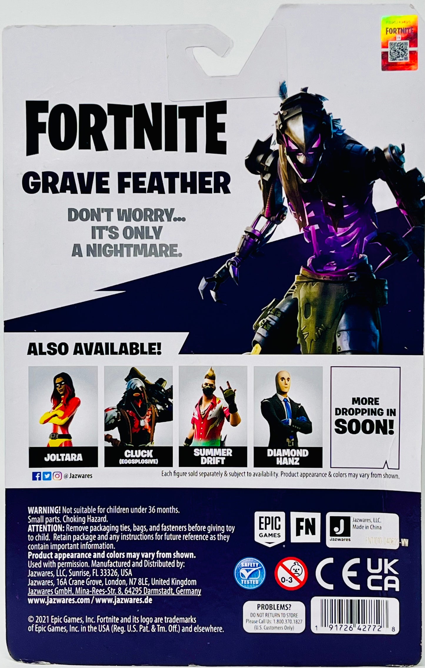 Fortnite Core Grave Feather Solo Mode, Highly Detailed 10cm Figure with Harvest Tool