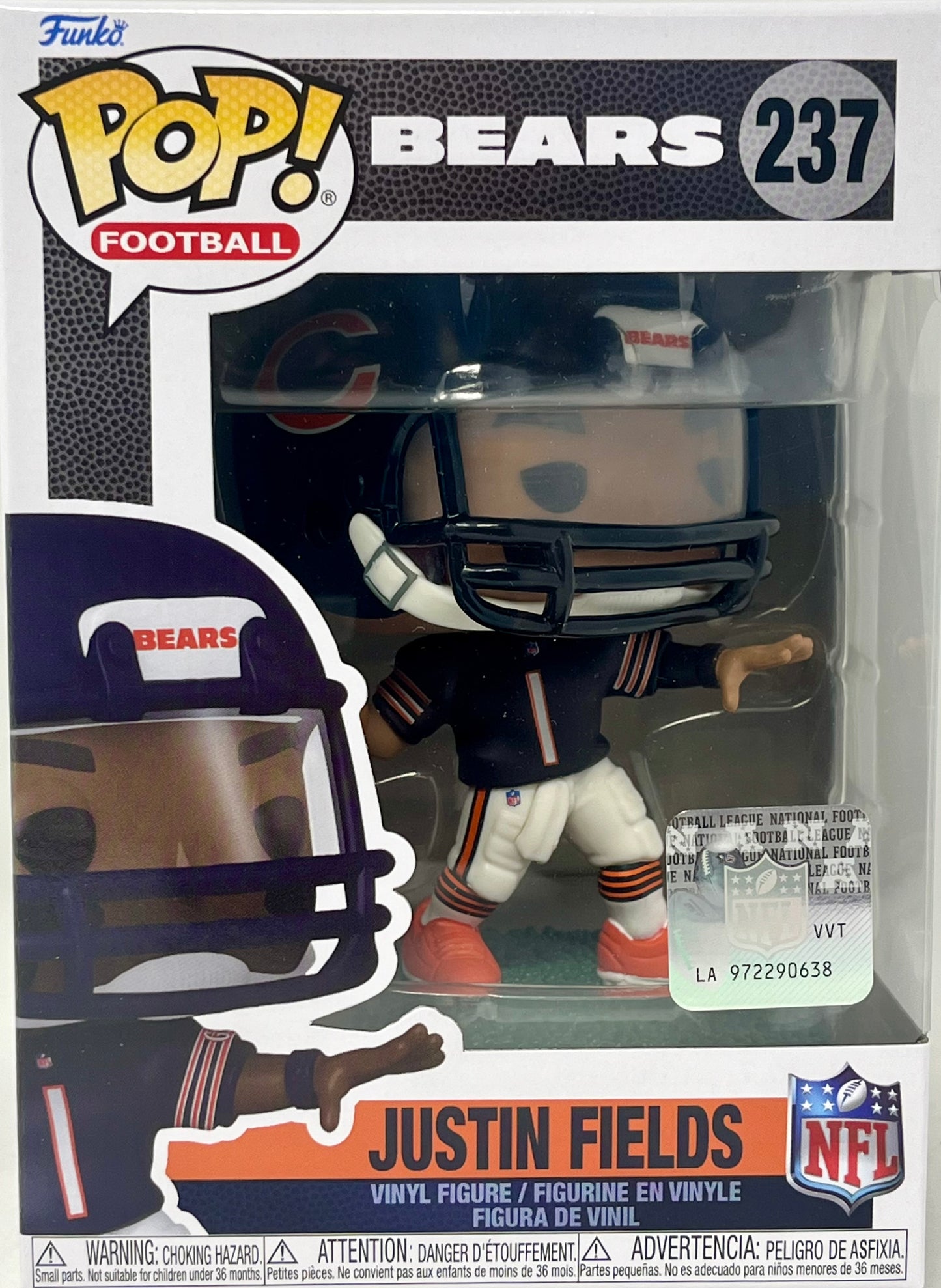 Funko Justin Fields (Chicago Bears) NFL Pop! Series 11 With Protector