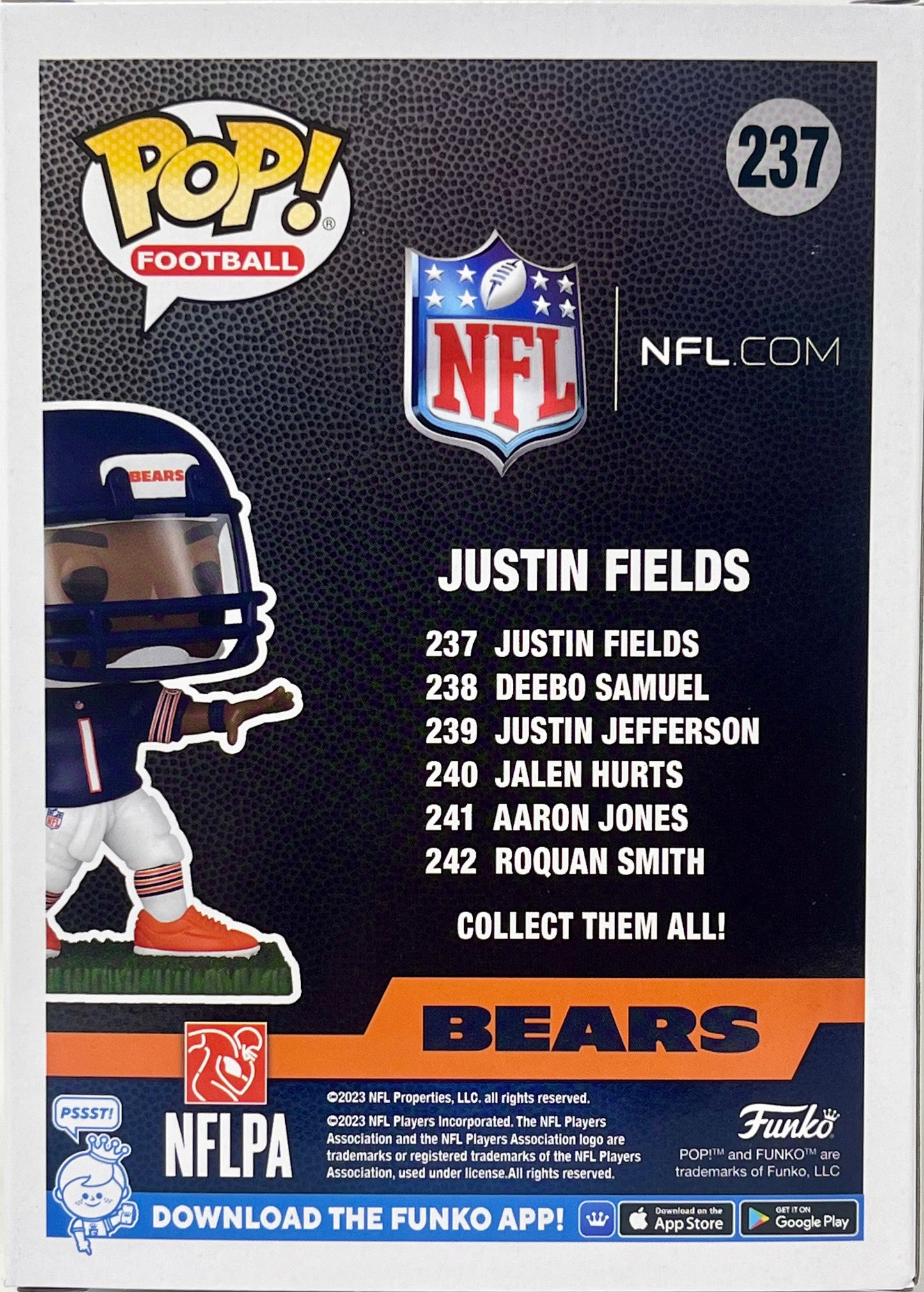 Funko Justin Fields (Chicago Bears) NFL Pop! Series 11 With Protector