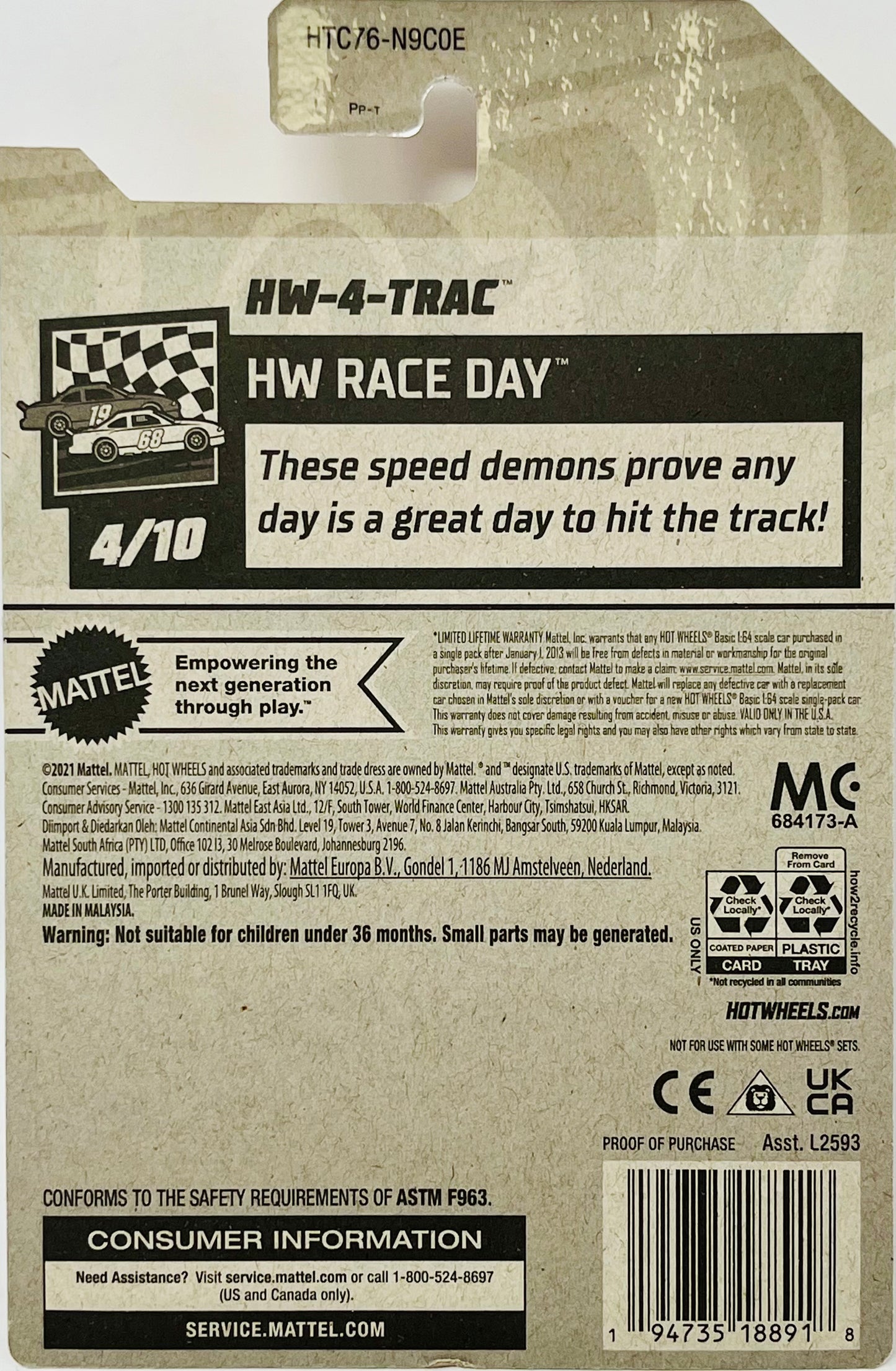 Hot Wheels HW Race Day HW-4-TRAC Red Diecast Car