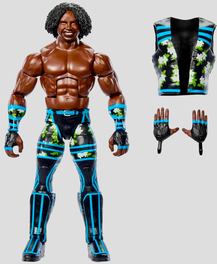 Mattel WWE Elite Action Figure & Accessories, 6-inch Collectible Xavier Woods with 25 Articulation Points, Life-Like Look & Swappable Hands
