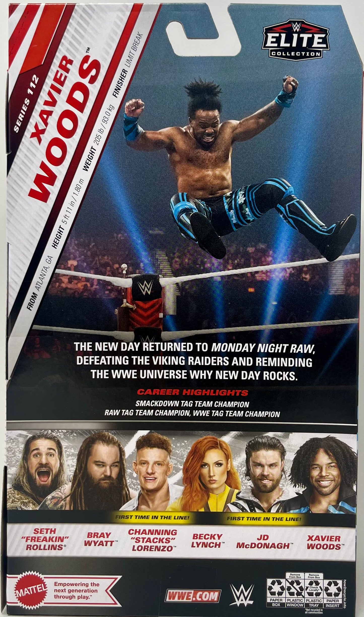 Mattel WWE Elite Action Figure & Accessories, 6-inch Collectible Xavier Woods with 25 Articulation Points, Life-Like Look & Swappable Hands