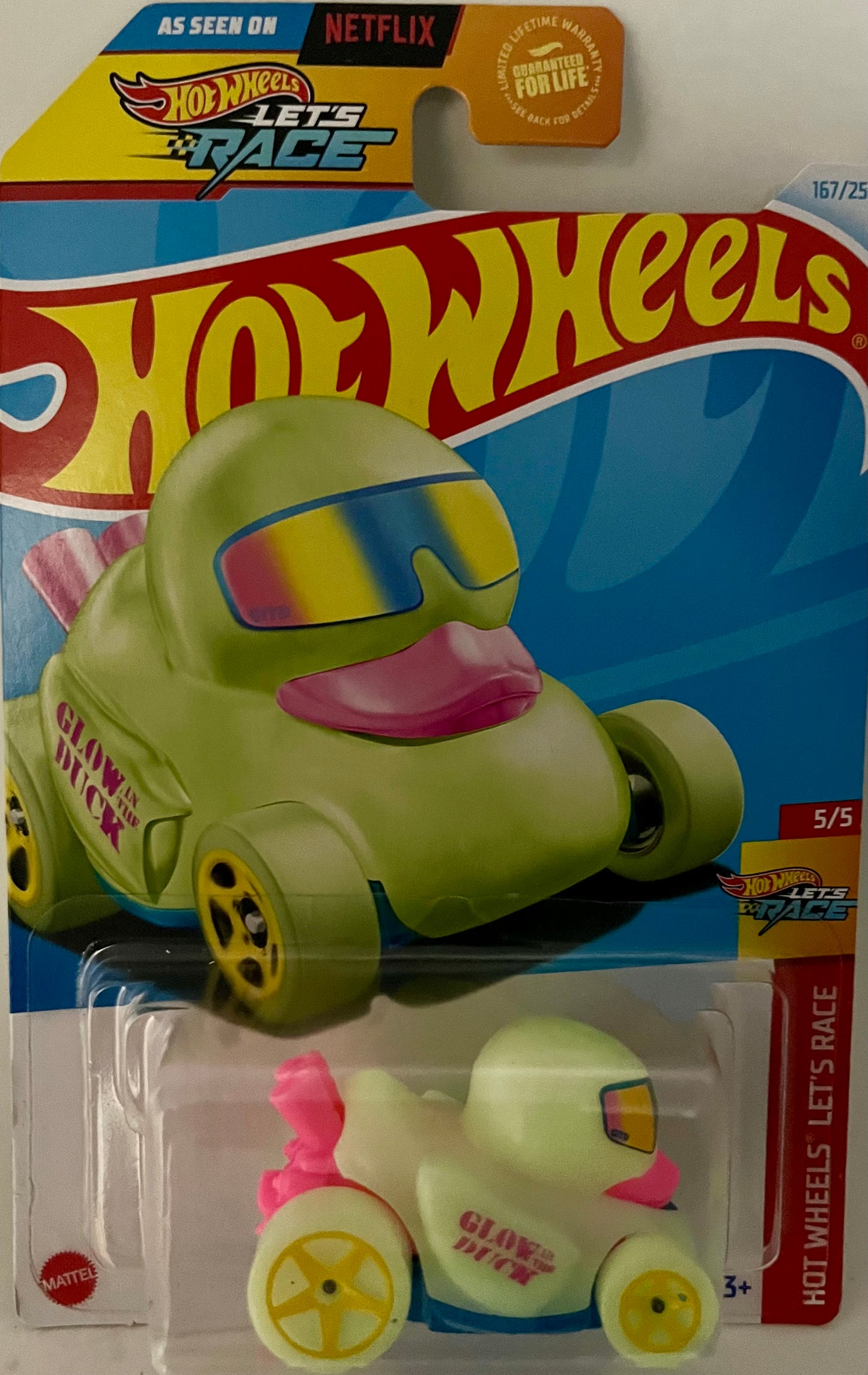 Hot Wheels Duck N' Roll 167/250 Glow in The Dark Race Car HOT WHEELS LET’s RACE 5/5