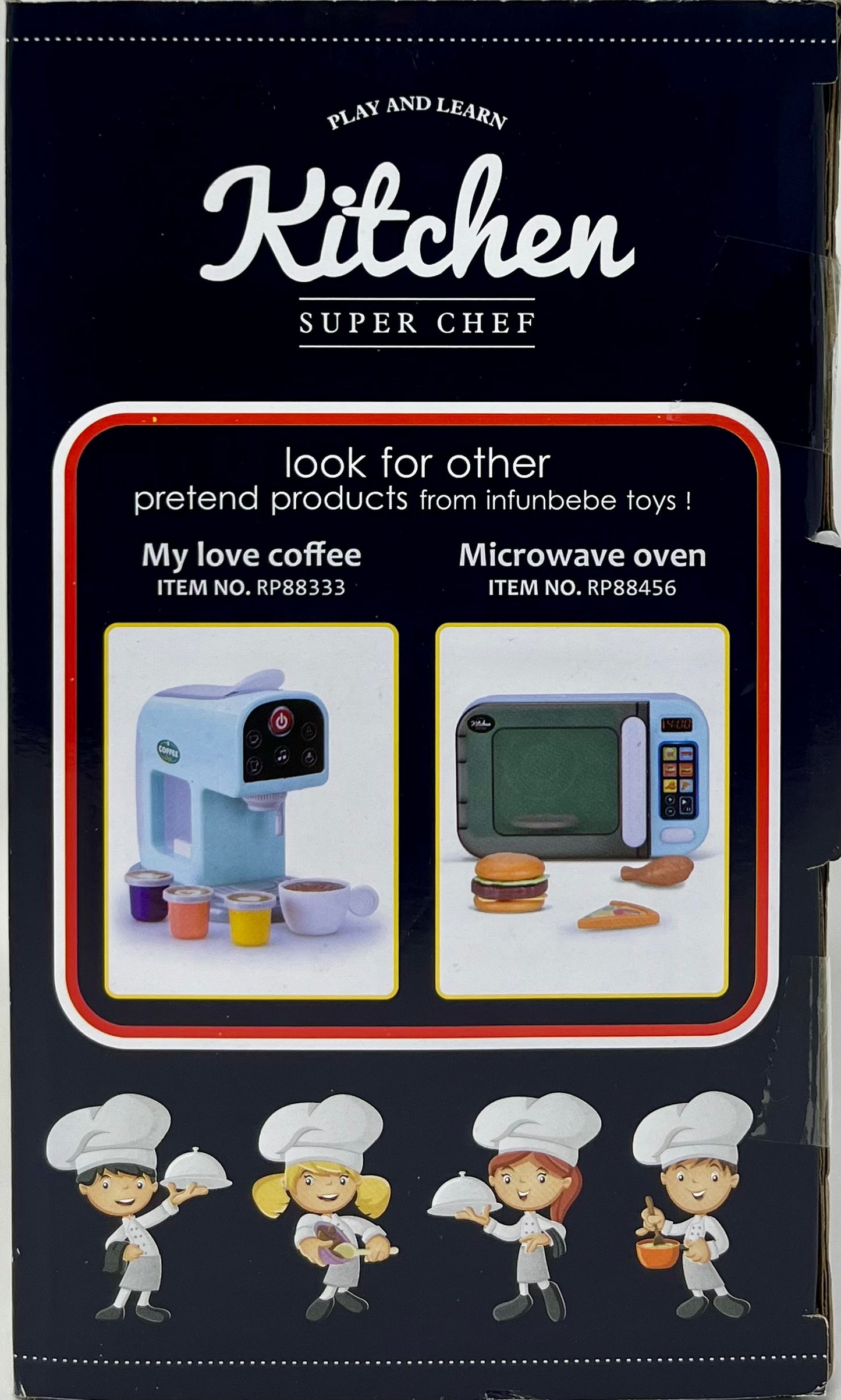 Infunbebe Kids Toaster Toy Electronic Pretend Play Kitchen Appliance with Pop up Sounds My First Bread Slices Set for Toddlers