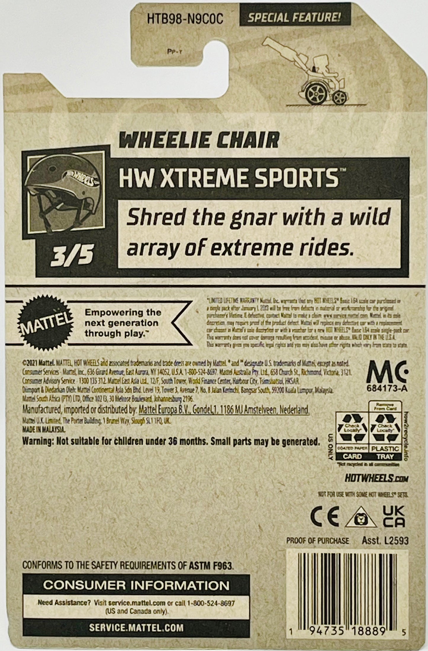 Hot Wheels Wheelie Chair Hw Xtreme Sports 64/250 Red Aaron Wheelz